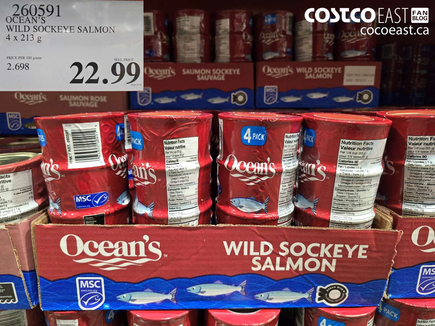 260591 OCEAN'S WILD SOCKEYE SALMON 4 X 213 G $22.99