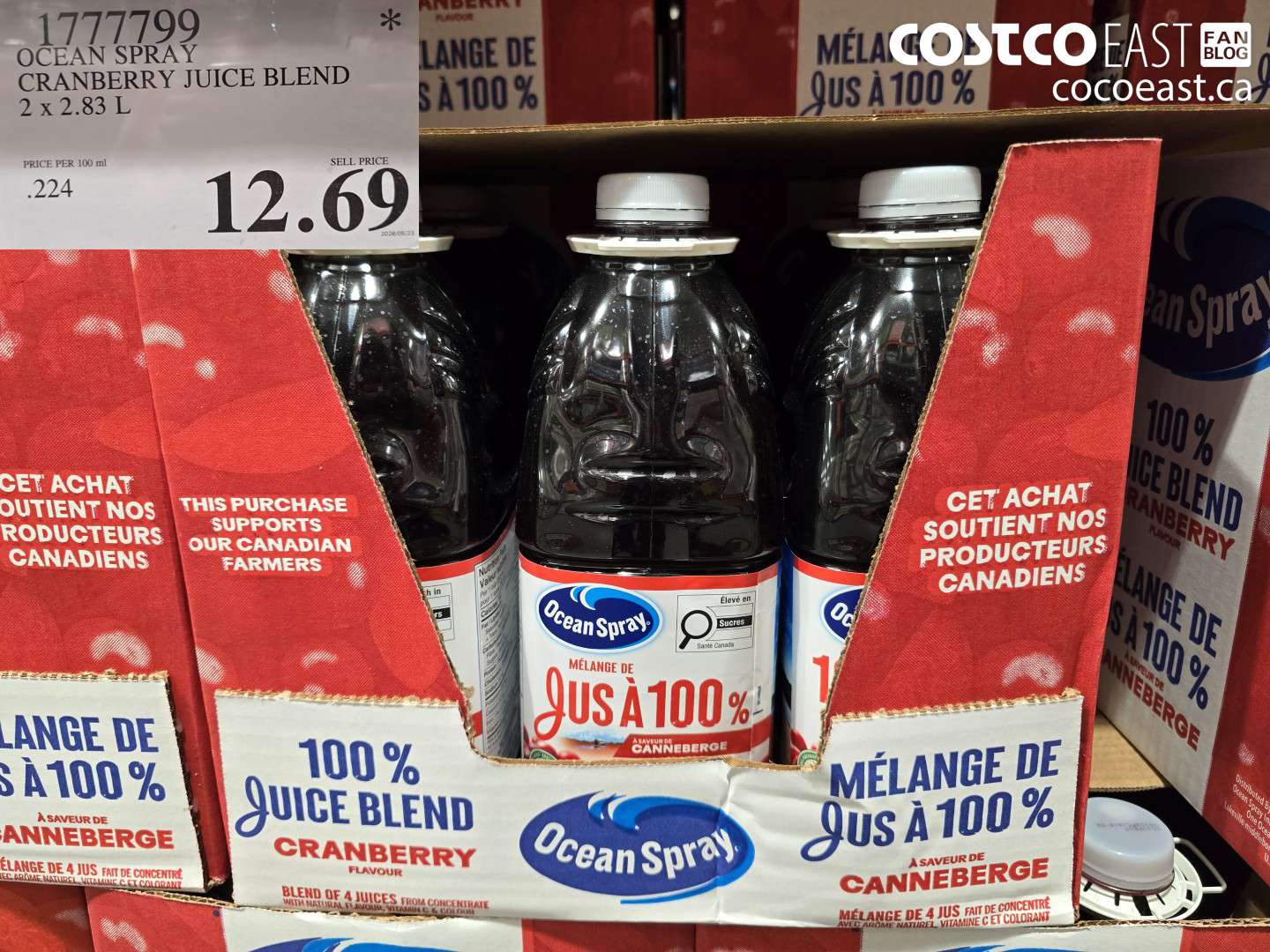 1777799 OCEAN SPRAY CRANBERRY JUICE BLEND 2 X 2.83 L $12.69