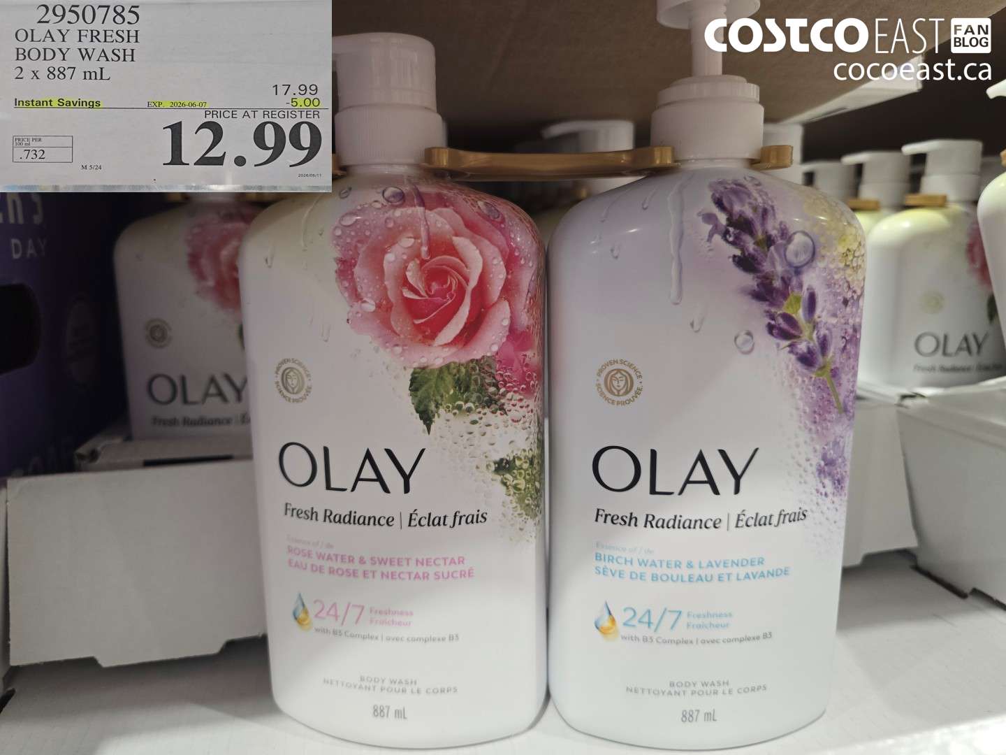 2950785 OLAY FRESH BODY WASH 2 X 887 ML ($5.00 INSTANT SAVINGS EXPIRES ON 2026-06-07) $12.99