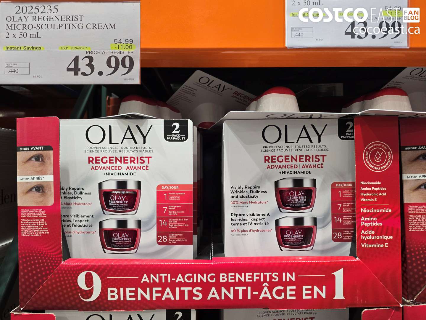 2025235 OLAY REGENERIST MICRO-SCULPTING CREAM 2 X 50 ML ($11.00 INSTANT SAVINGS EXPIRES ON 2026-06-07) $43.99