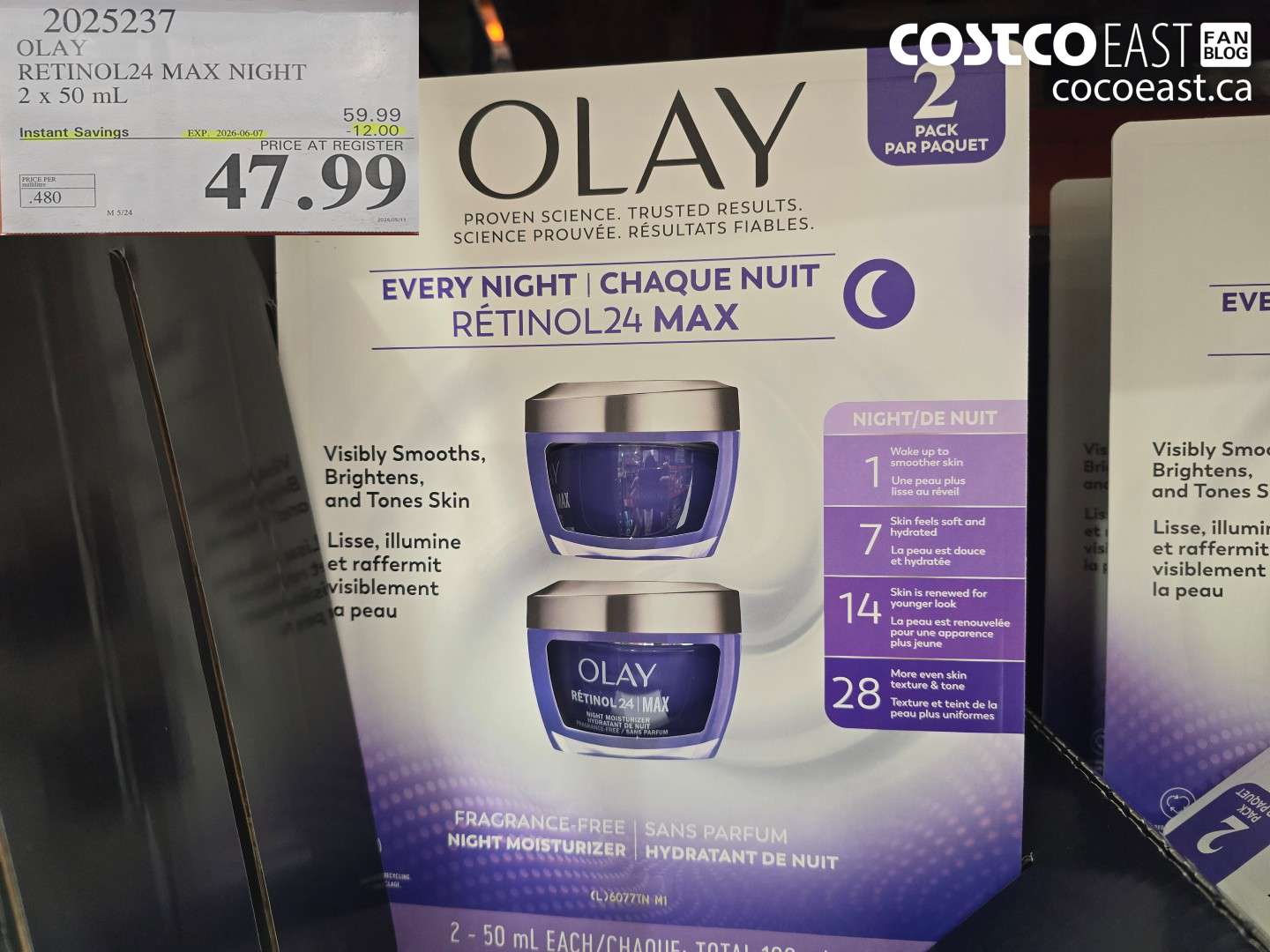 2025237 OLAY RETINOL24 MAX NIGHT 2 X 50 ML ($12.00 INSTANT SAVINGS EXPIRES ON 2026-06-07) $47.99
