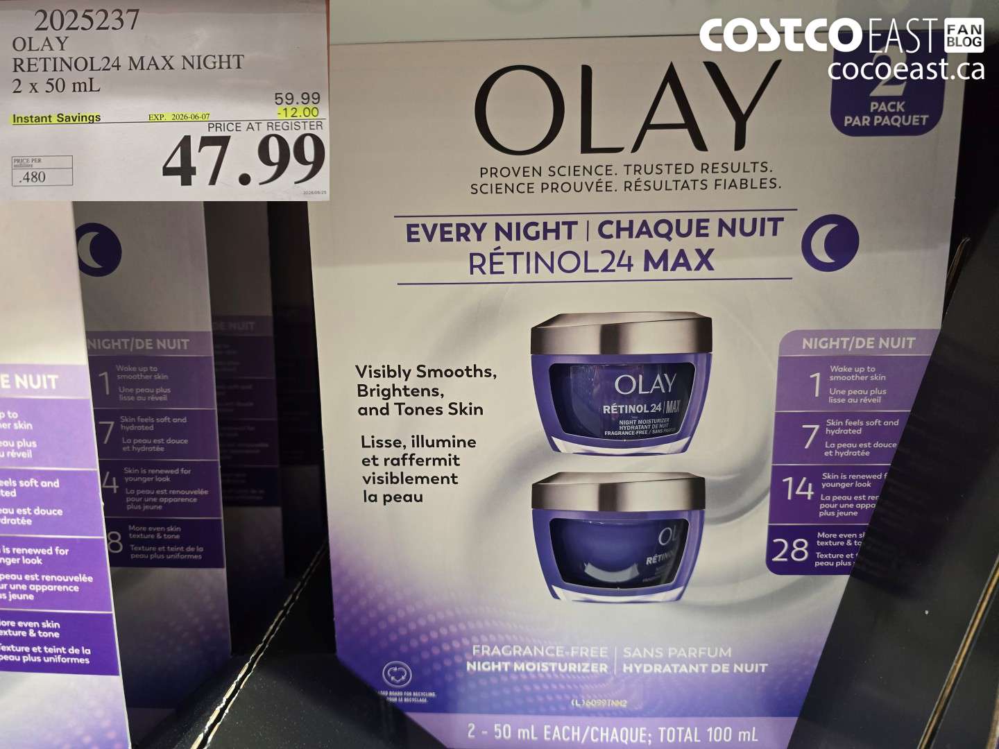 2025237 OLAY RETINOL24 MAX NIGHT 2 X 50 ML ($12.00 INSTANT SAVINGS EXPIRES ON 2026-06-07) $47.99