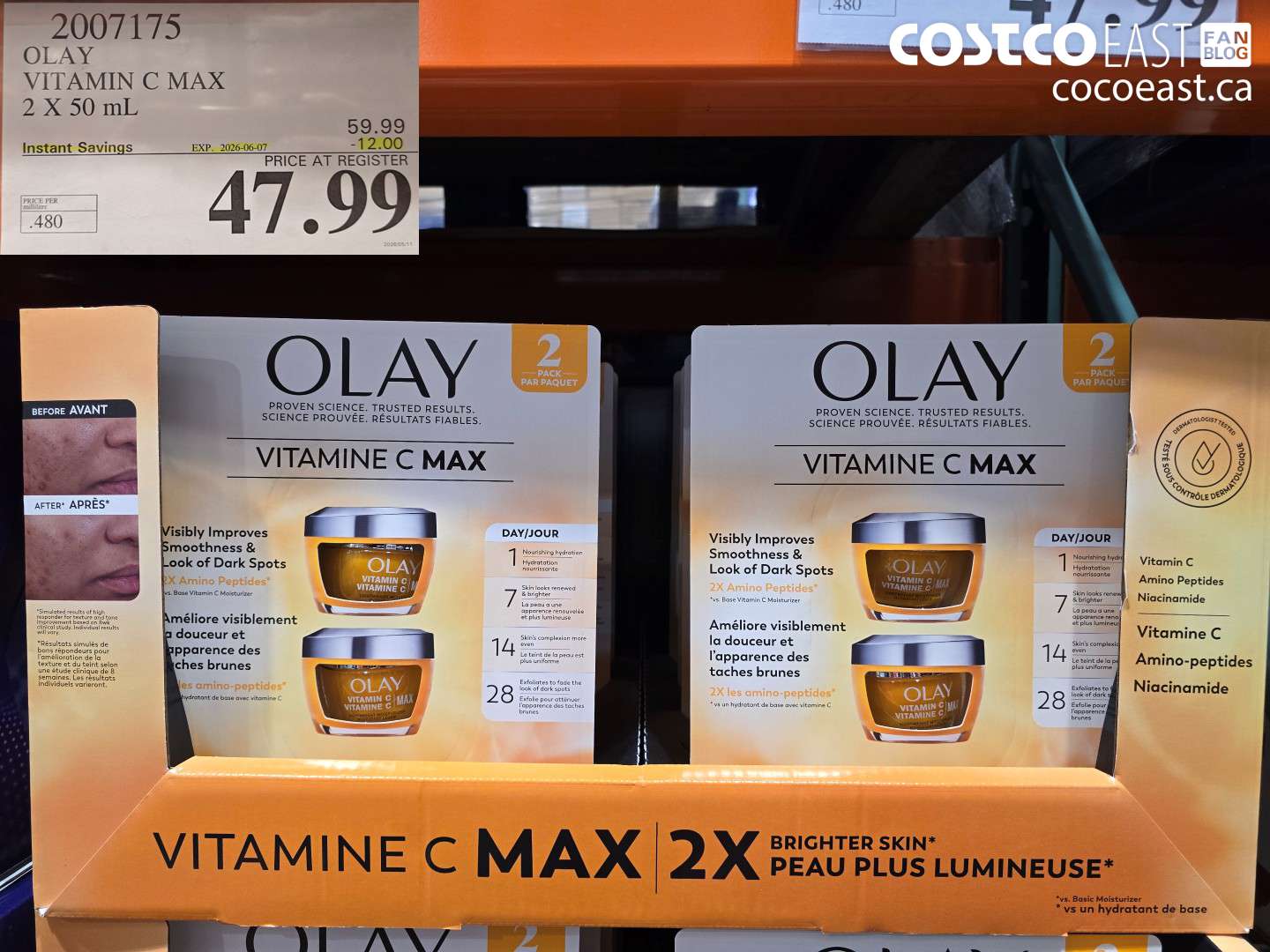 2007175 OLAY VITAMIN C MAX 2 X 50 ML ($12.00 INSTANT SAVINGS EXPIRES ON 2026-06-07) $47.99