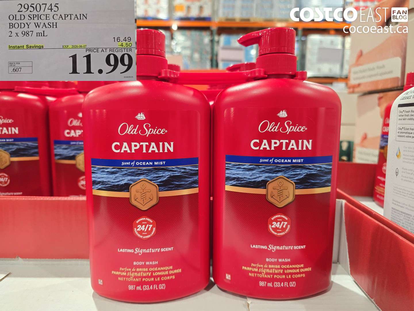 2950745 OLD SPICE CAPTAIN BODY WASH 2 X 987 ML ($4.50 INSTANT SAVINGS EXPIRES ON 2026-06-07) $11.99