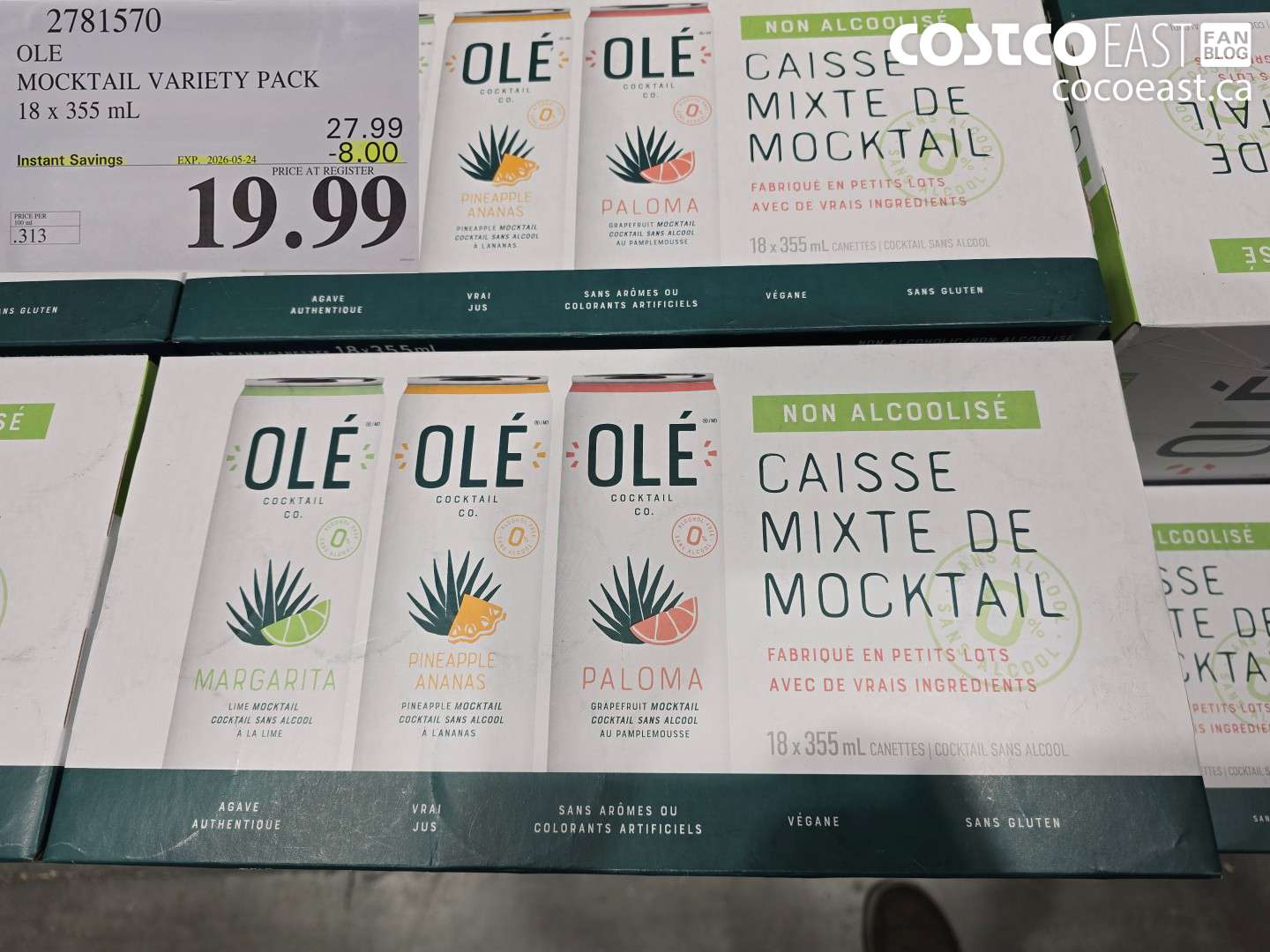 2781570 OLE MOCKTAIL VARIETY PACK 18 X 355 ML ($8.00 INSTANT SAVINGS EXPIRES ON 2026-05-24) $19.99