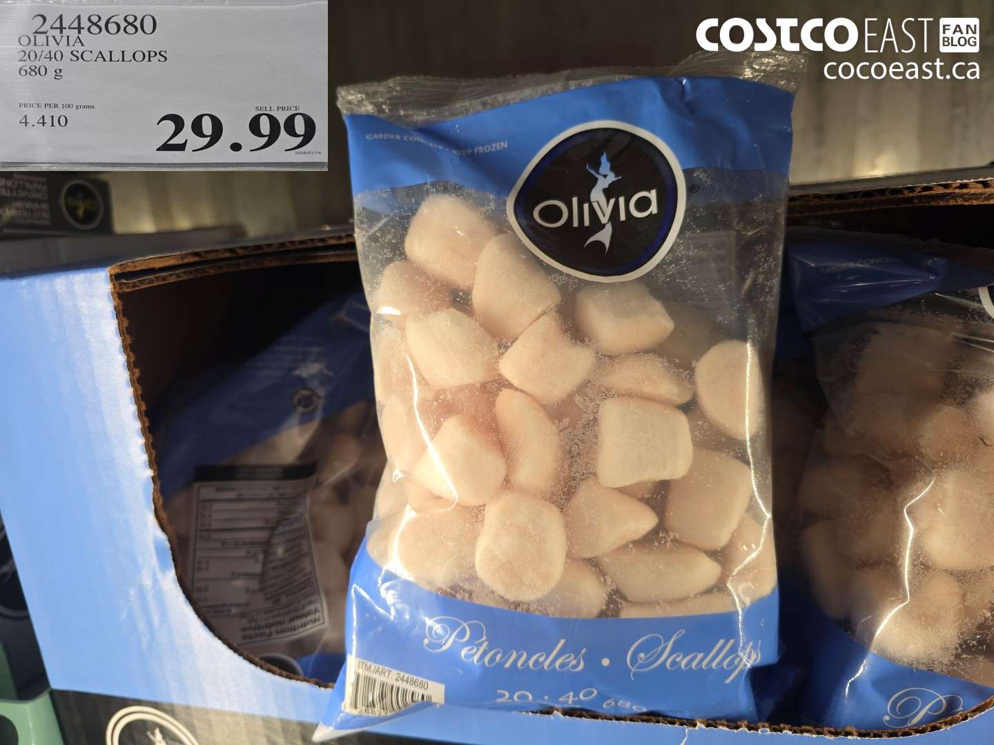 2448680 OLIVIA 20/40 SCALLOPS 680 G $29.99
