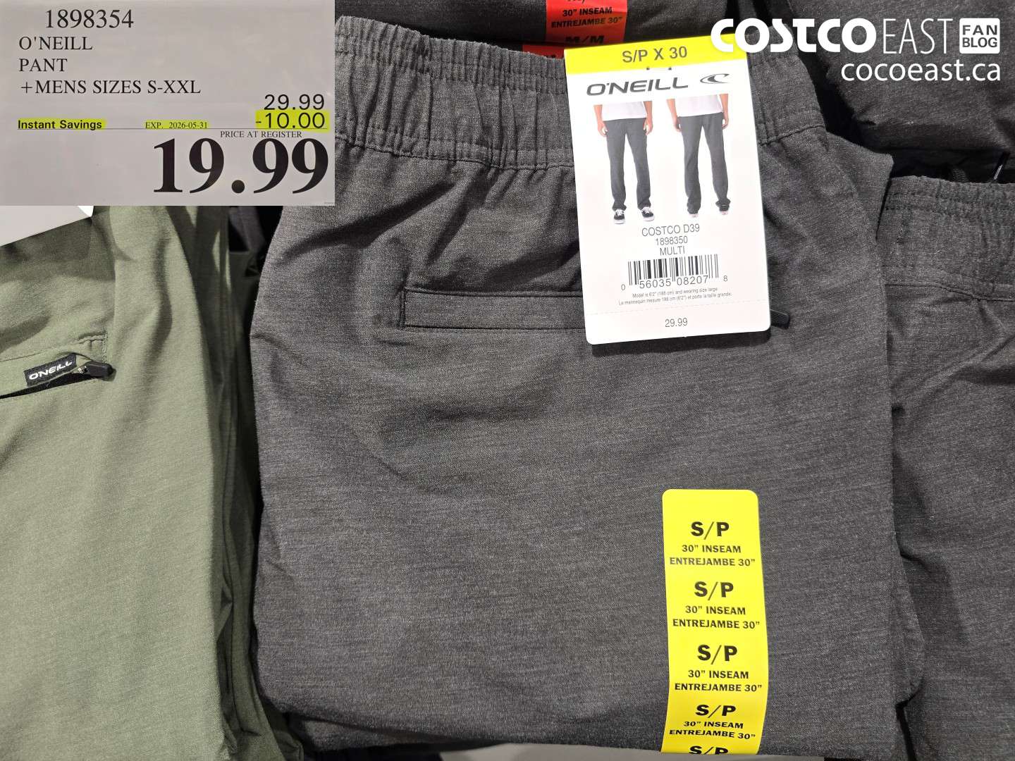 1898354 O'NEILL PANT MENS SIZES S-XXL ($10.00 INSTANT SAVINGS EXPIRES ON 2026-05-31) $19.99