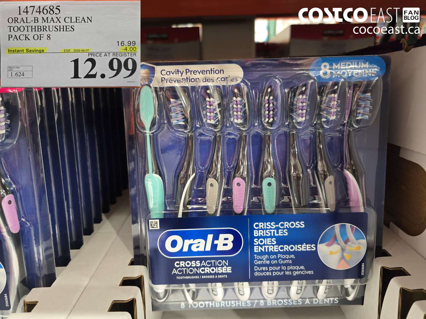 1474685 ORAL-B MAX CLEAN TOOTHBRUSHES PACK OF 8 ($4.00 INSTANT SAVINGS EXPIRES ON 2026-06-07) $12.99