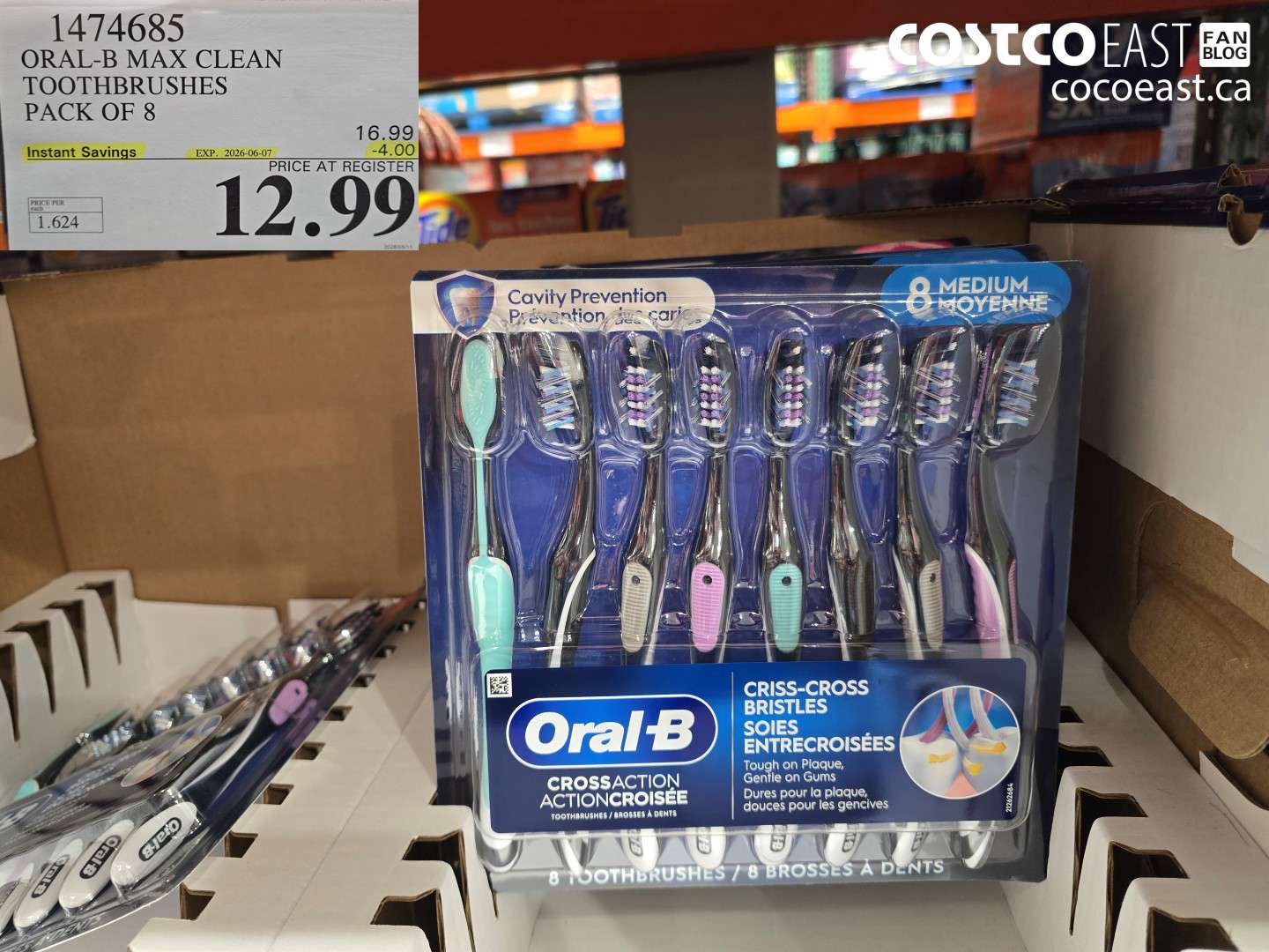 1474685 ORAL-B MAX CLEAN TOOTHBRUSHES PACK OF 8 ($4.00 INSTANT SAVINGS EXPIRES ON 2026-06-07) $12.99