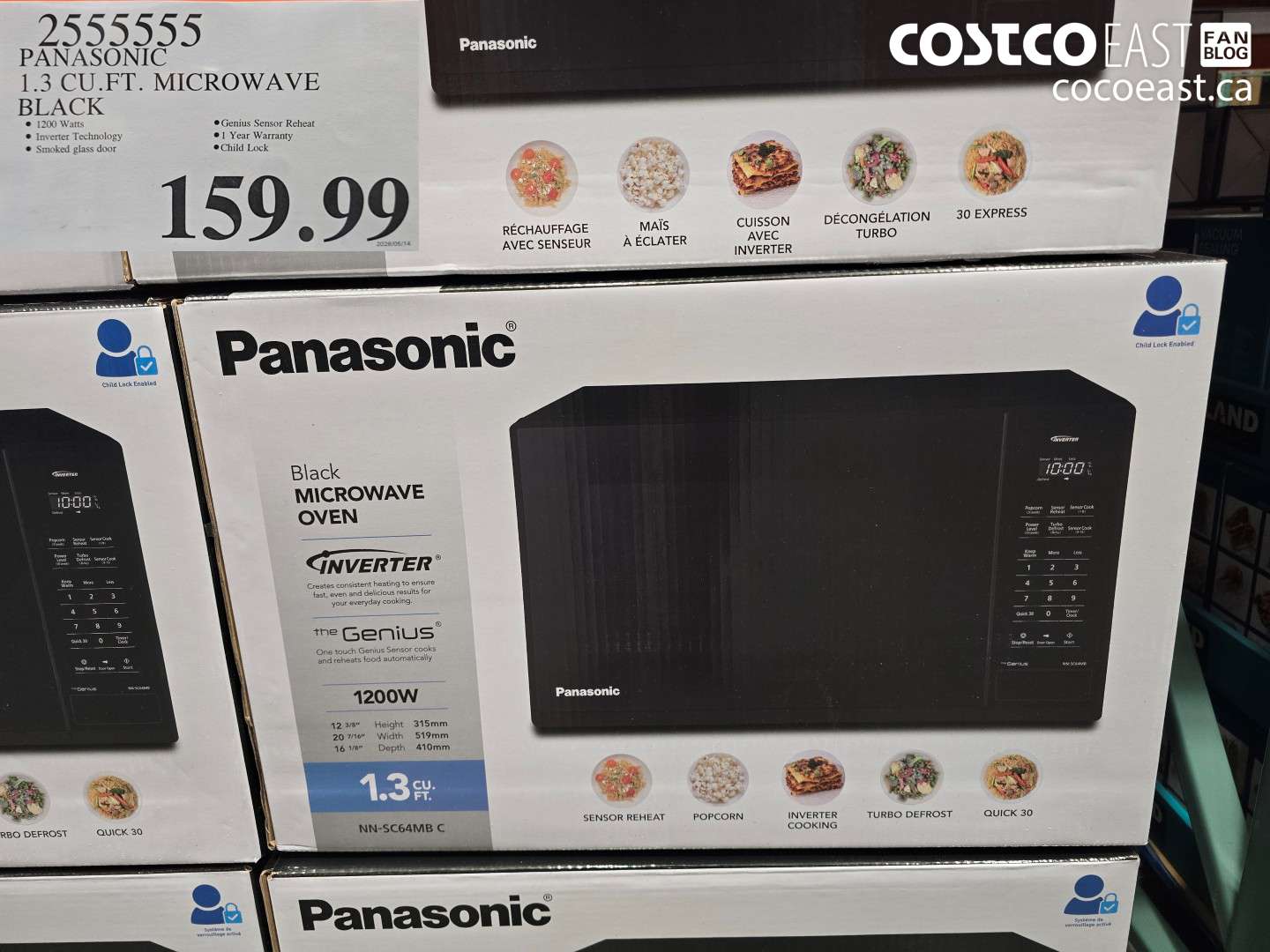 2555555 PANASONIC 1.3 CU.FT. MICROWAVE BLACK $159.99