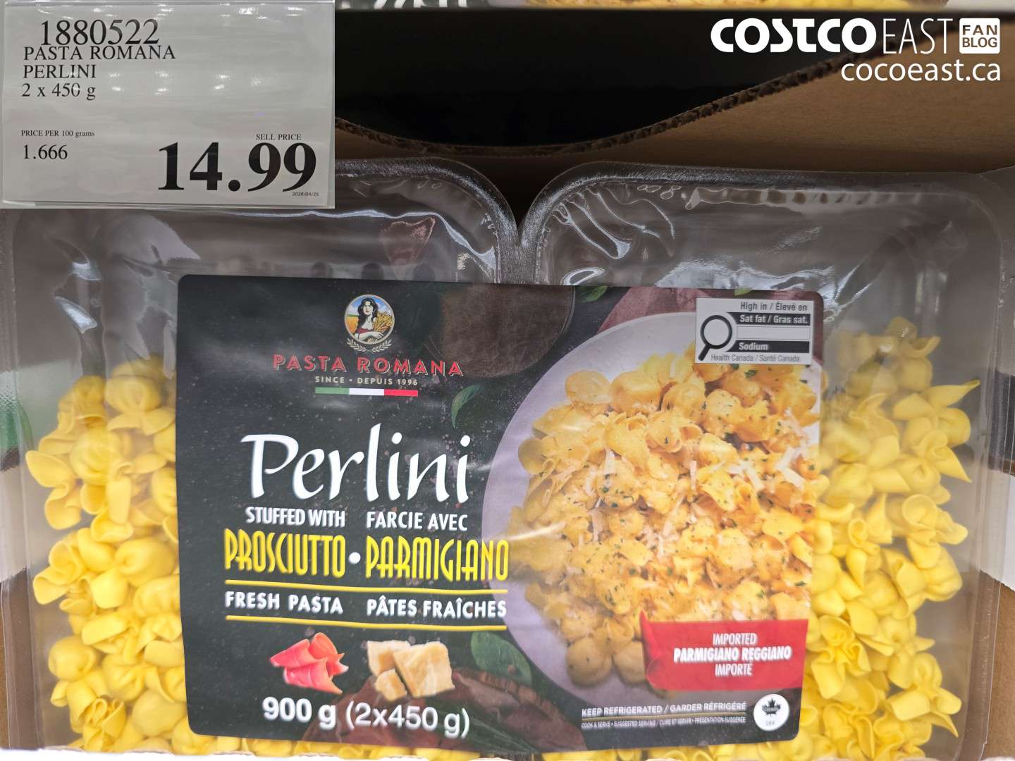 1880522 PASTA ROMANA PERLINI 2 X 450 G $14.99