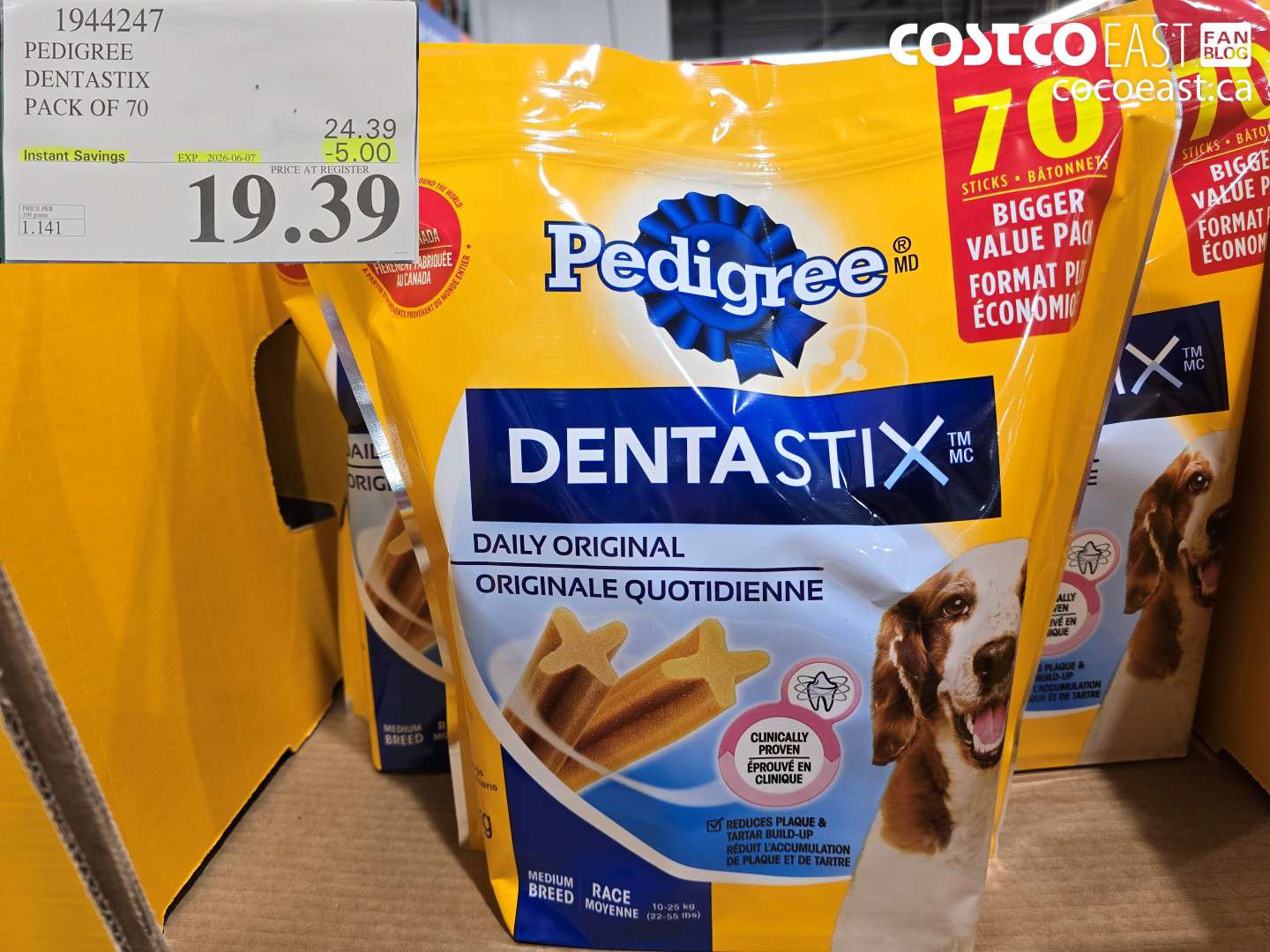 1944247 PEDIGREE DENTASTIX PACK OF 70 ($5.00 INSTANT SAVINGS EXPIRES ON 2026-06-07) $19.39