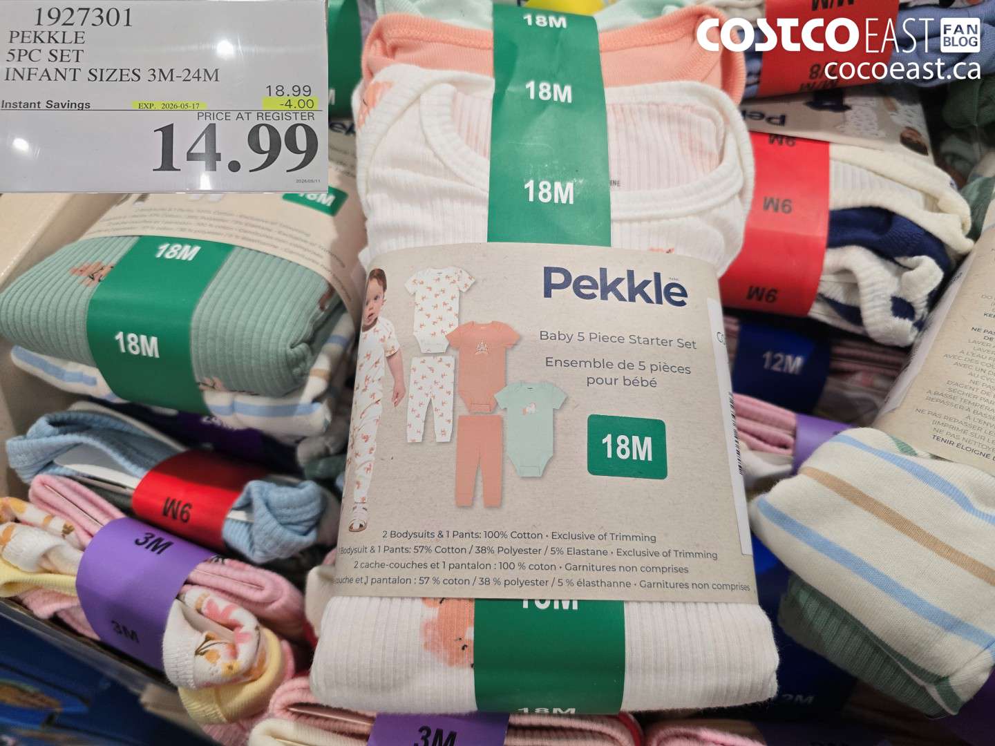 1927301 PEKKLE 5PC SET INFANT SIZES 3M-24M ($4.00 INSTANT SAVINGS EXPIRES ON 2026-05-17) $14.99
