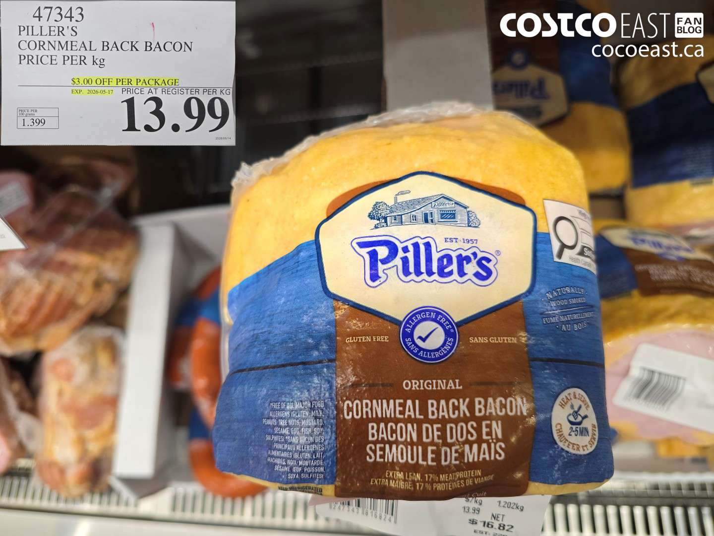 47343 PILLER'S CORNMEAL BACK BACON PRICE PER KG ($3.00 INSTANT SAVINGS EXPIRES ON 2026-05-17) $13.99