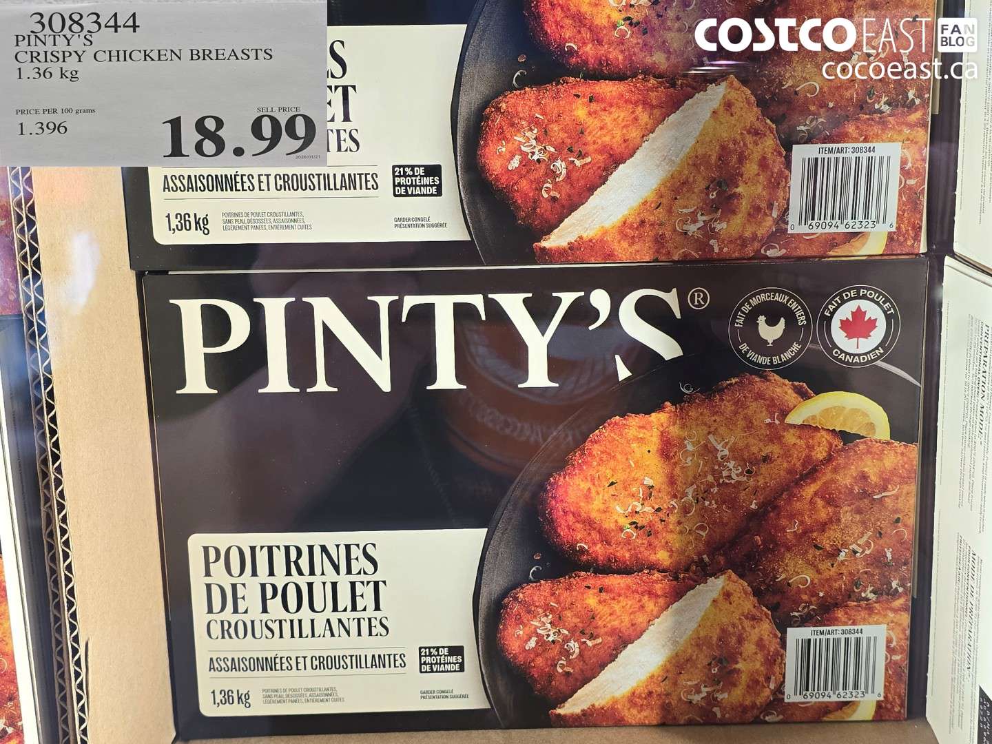 308344 PINTY'S CRISPY CHICKEN BREASTS 1.36 KG $18.99