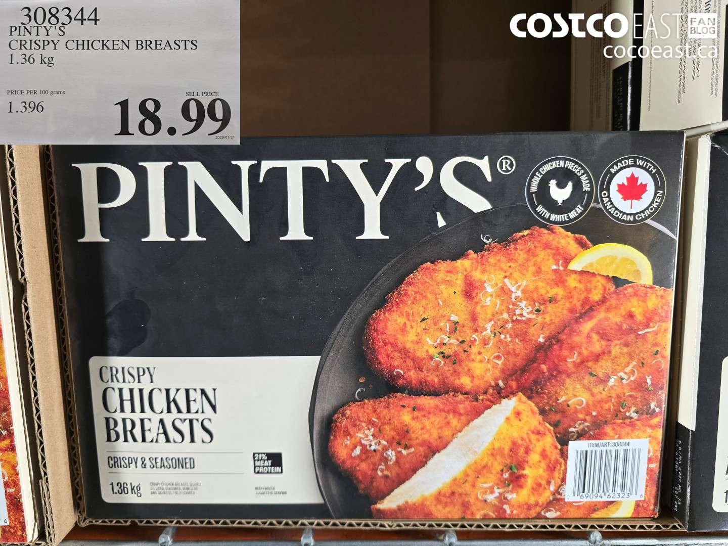 308344 PINTY'S CRISPY CHICKEN BREASTS 1.36 KG $18.99