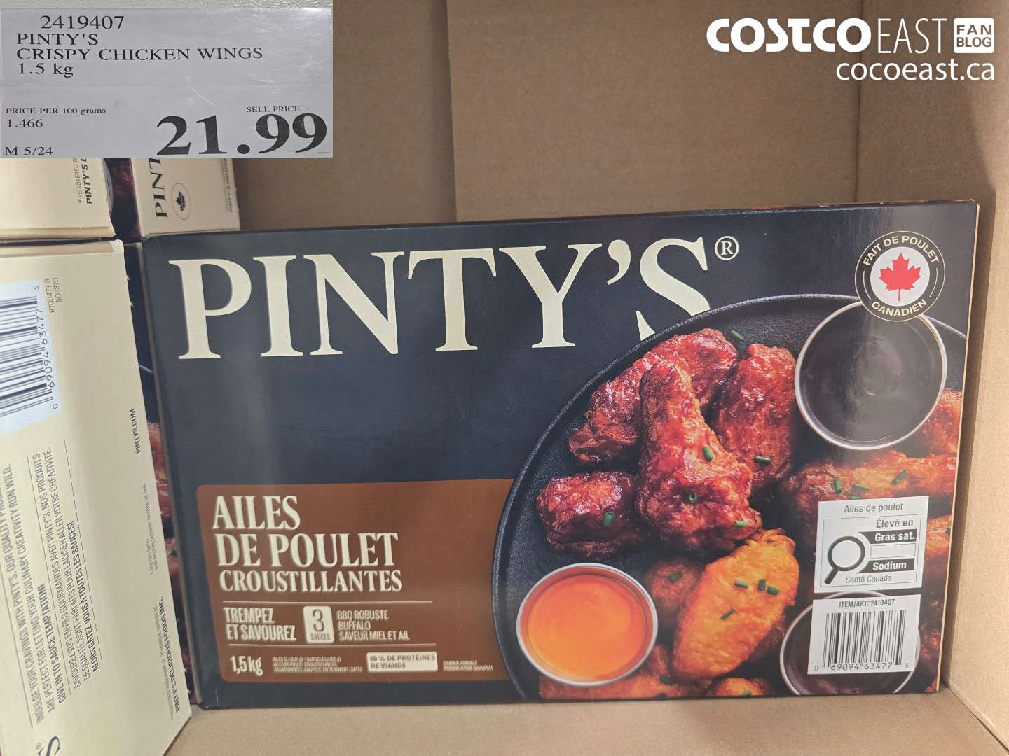 2419407 PINTY'S CRISPY CHICKEN WINGS 1.5 KG $21.99