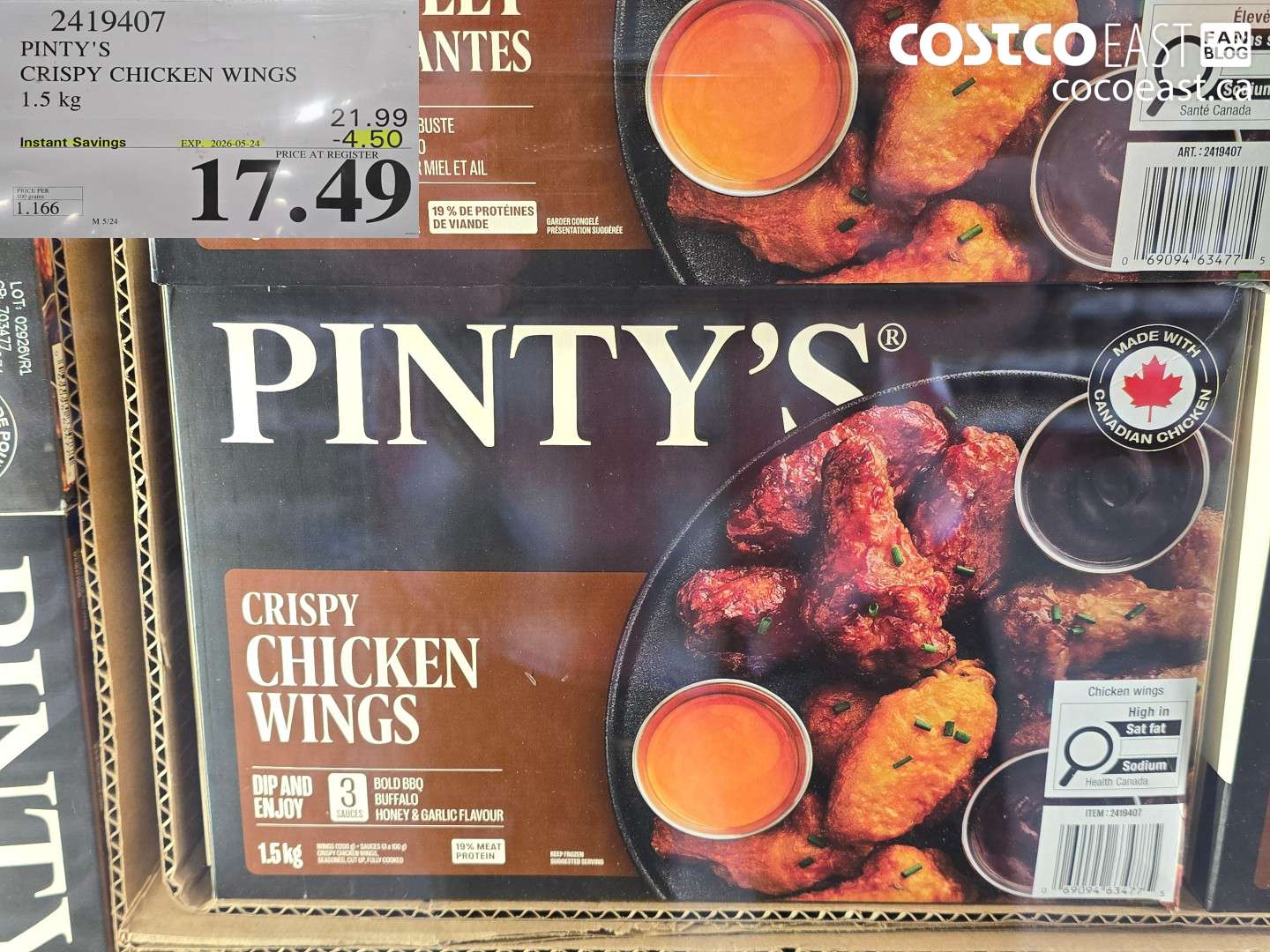 2419407 PINTY'S CRISPY CHICKEN WINGS 1.5 KG ($4.50 INSTANT SAVINGS EXPIRES ON 2026-05-24) $17.49