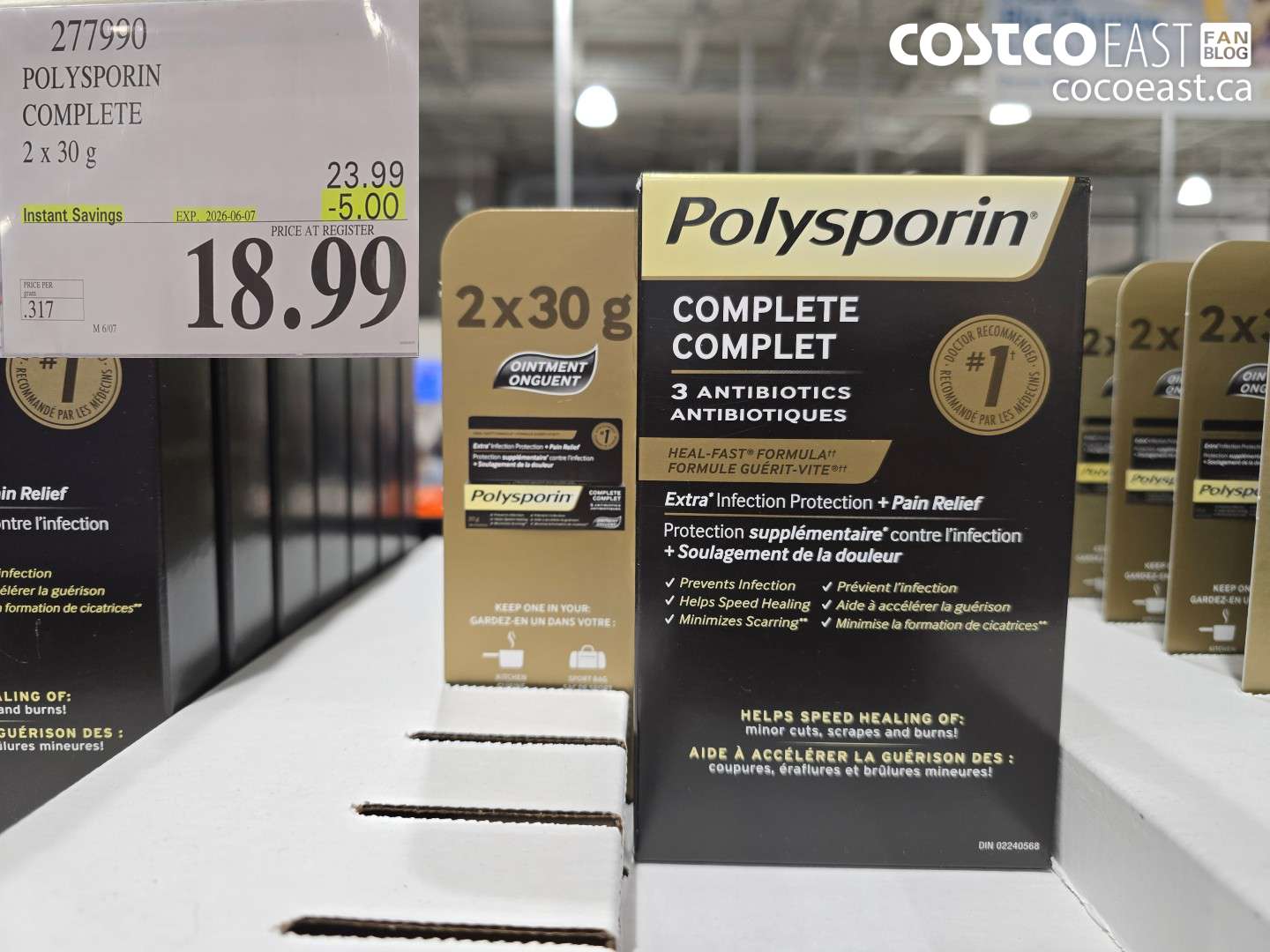277990 POLYSPORIN COMPLETE 2 X 30 G ($5.00 INSTANT SAVINGS EXPIRES ON 2026-06-07) $18.99