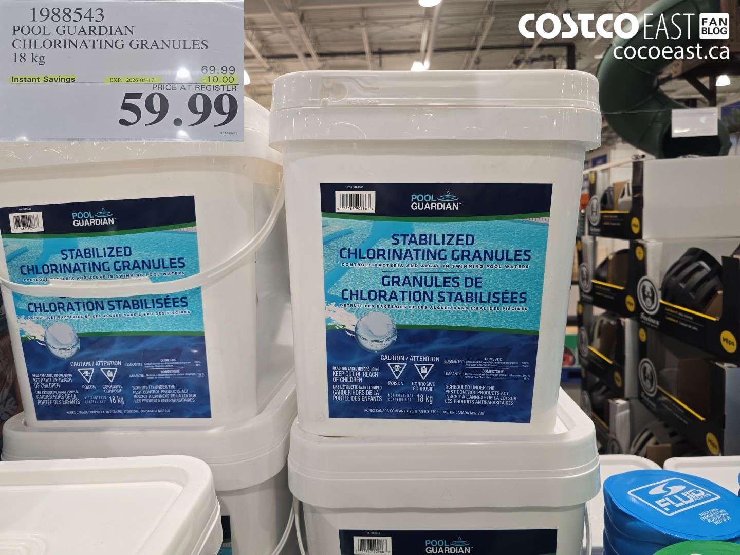 1988543 POOL GUARDIAN CHLORINATING GRANULES 18 KG ($10.00 INSTANT SAVINGS EXPIRES ON 2026-05-17) $59.99