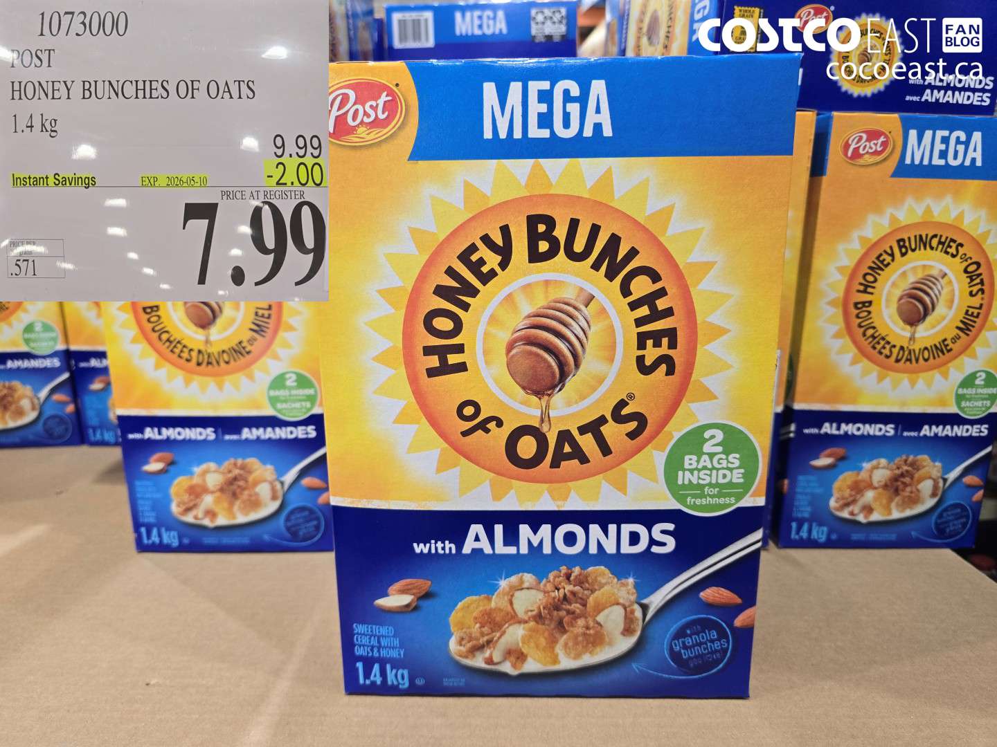 1073000 POST HONEY BUNCHES OF OATS 1.4 KG ($2.00 INSTANT SAVINGS EXPIRES ON 2026-05-10) $7.99