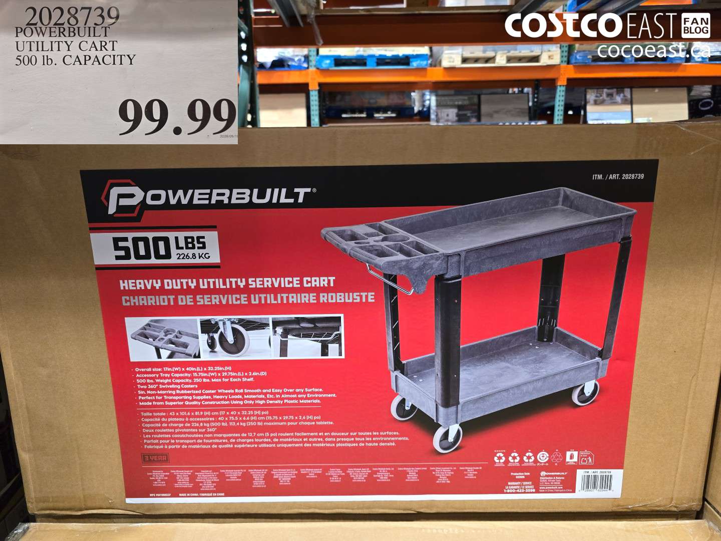 2028739 POWERBUILT UTILITY CART 500 LB. CAPACITY $99.99
