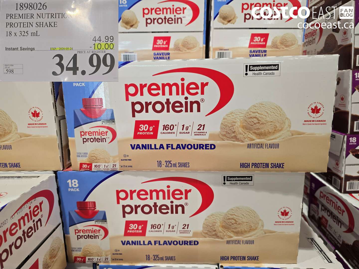 1898026 PREMIER NUTRITION PROTEIN SHAKE 18 X 325 ML ($10.00 INSTANT SAVINGS EXPIRES ON 2026-05-24) $34.99
