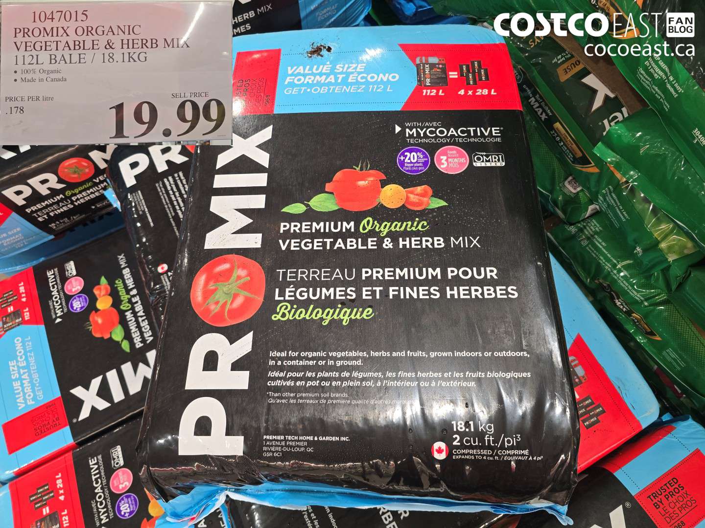 1047015 PROMIX ORGANIC VEGETABLE & HERB MIX 112L BALE / 18.1KG $19.99