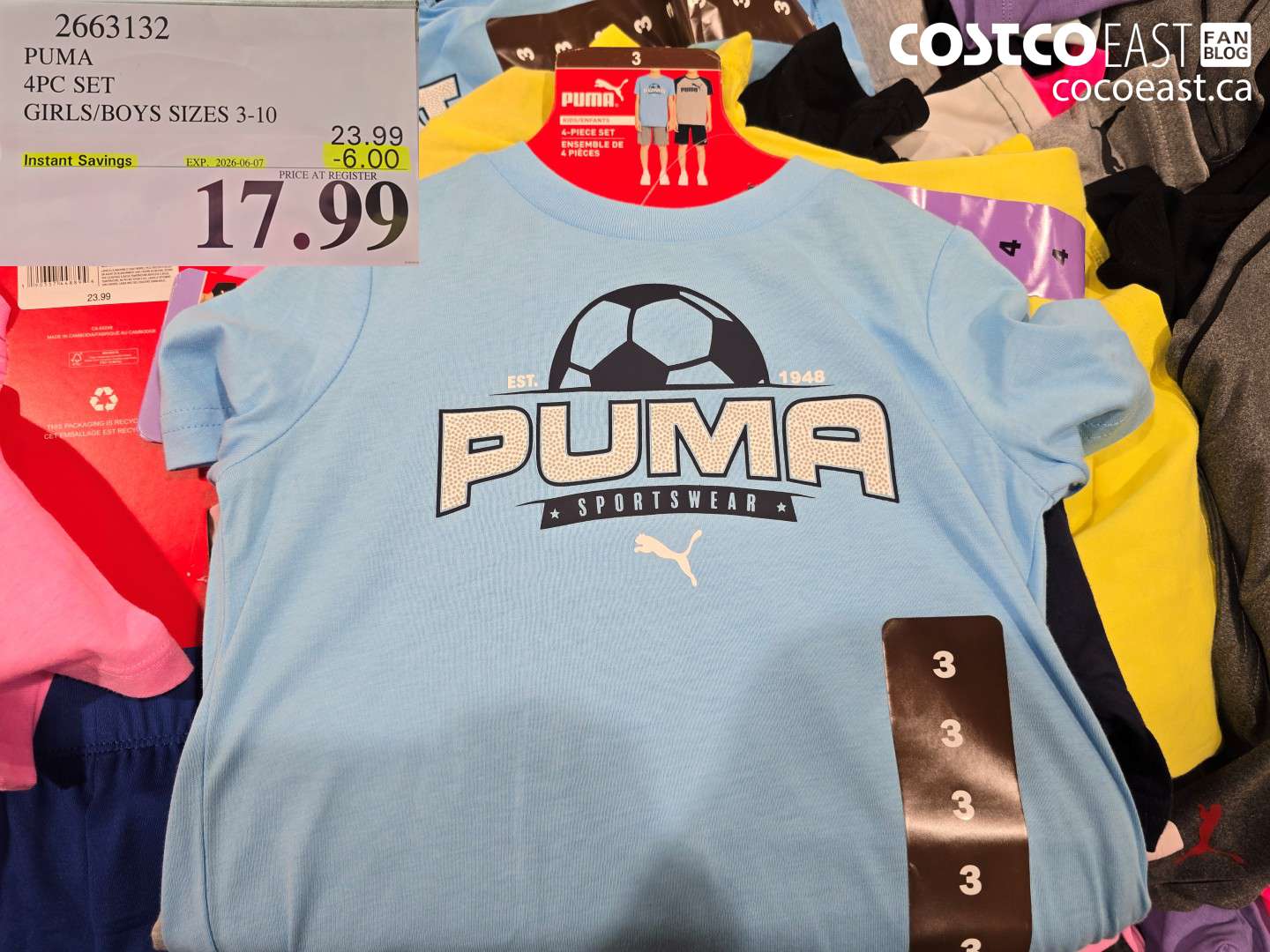 2663132 PUMA 4PC SET GIRLS/BOYS SIZES 3-10 ($6.00 INSTANT SAVINGS EXPIRES ON 2026-06-07) $17.99