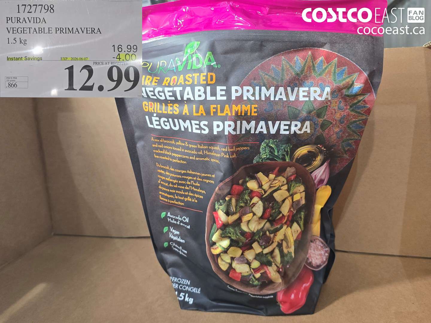 1727798 PURA VIDA VEGETABLE PRIMAVERA 1.5 KG ($4.00 INSTANT SAVINGS EXPIRES ON 2026-06-07) $12.99