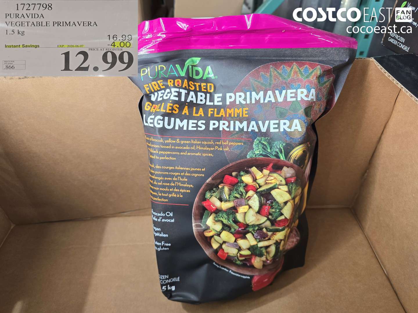 1727798 PURA VIDA VEGETABLE PRIMAVERA 1.5 KG ($4.00 INSTANT SAVINGS EXPIRES ON 2026-06-07) $12.99