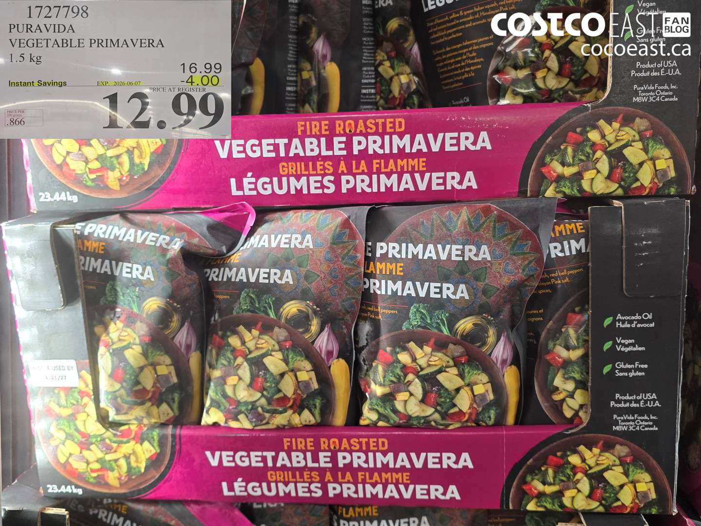 1727798 PURA VIDA VEGETABLE PRIMAVERA 1.5 KG ($4.00 INSTANT SAVINGS EXPIRES ON 2026-06-07) $12.99