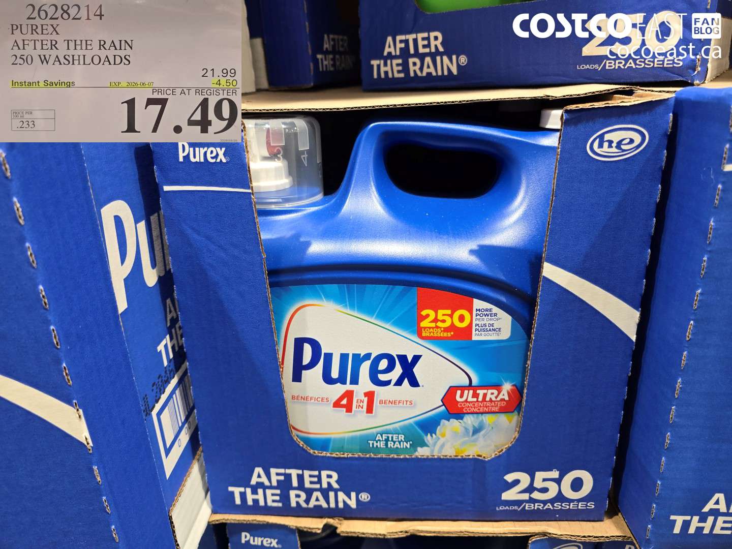 2628214 PUREX AFTER THE RAIN 250 WASHLOADS ($4.50 INSTANT SAVINGS EXPIRES ON 2026-06-07) $17.49