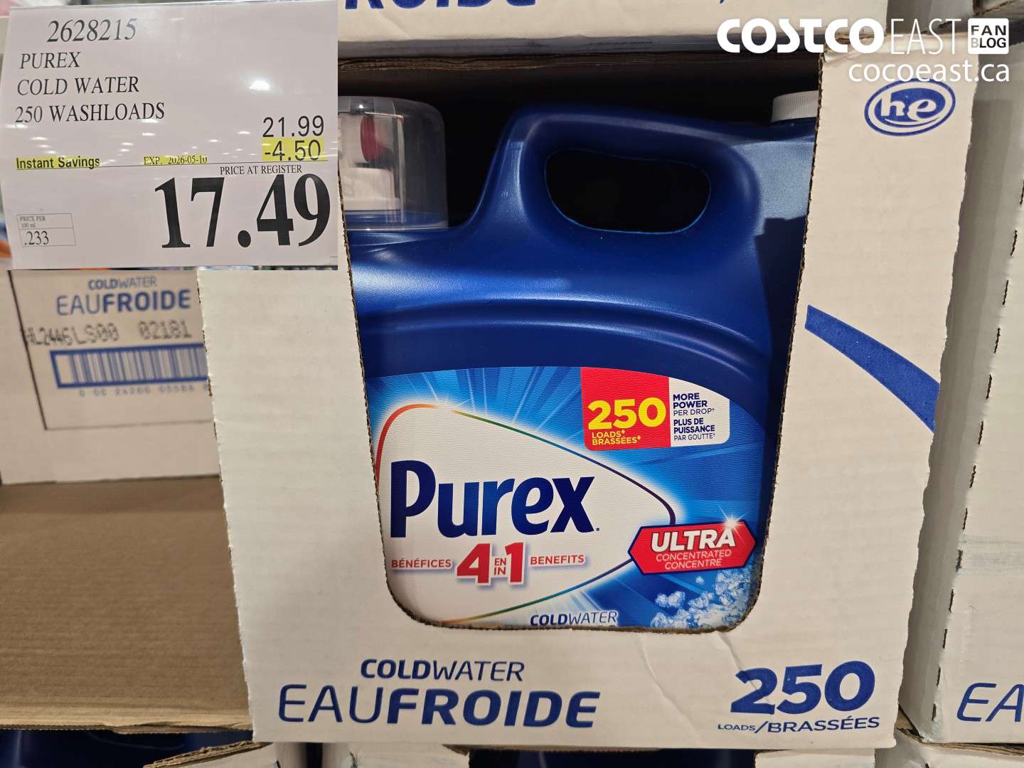 2628215 PUREX COLD WATER 250 WASHLOADS ($4.50 INSTANT SAVINGS EXPIRES ON 2026-05-10) $17.49