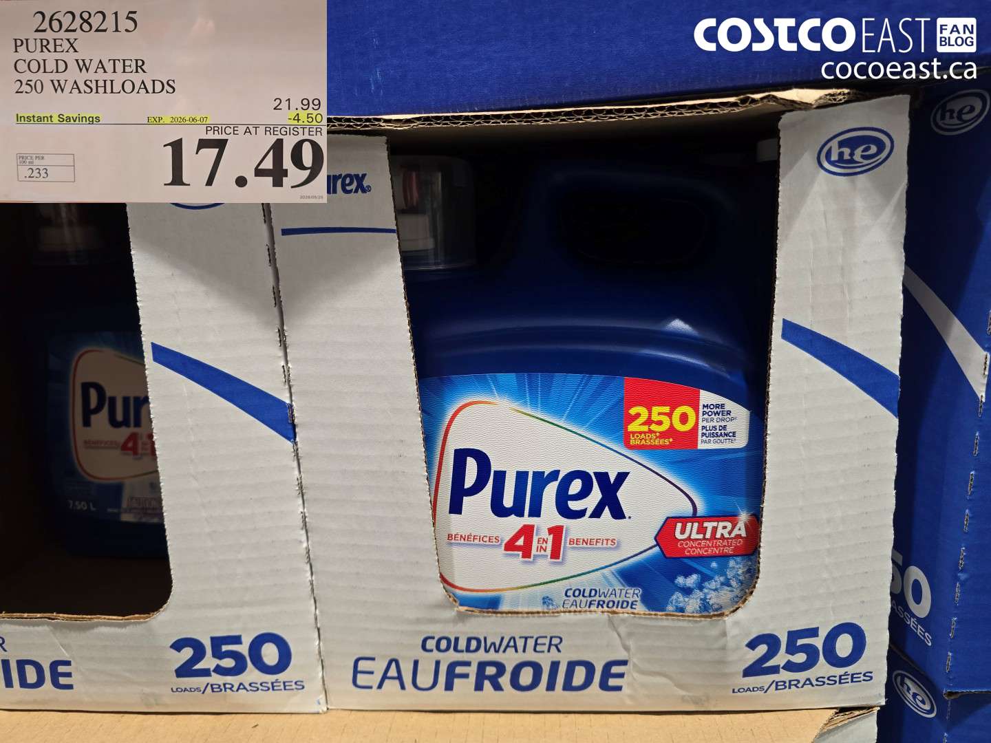 2628215 PUREX COLD WATER 250 WASHLOADS ($4.50 INSTANT SAVINGS EXPIRES ON 2026-06-07) $17.49