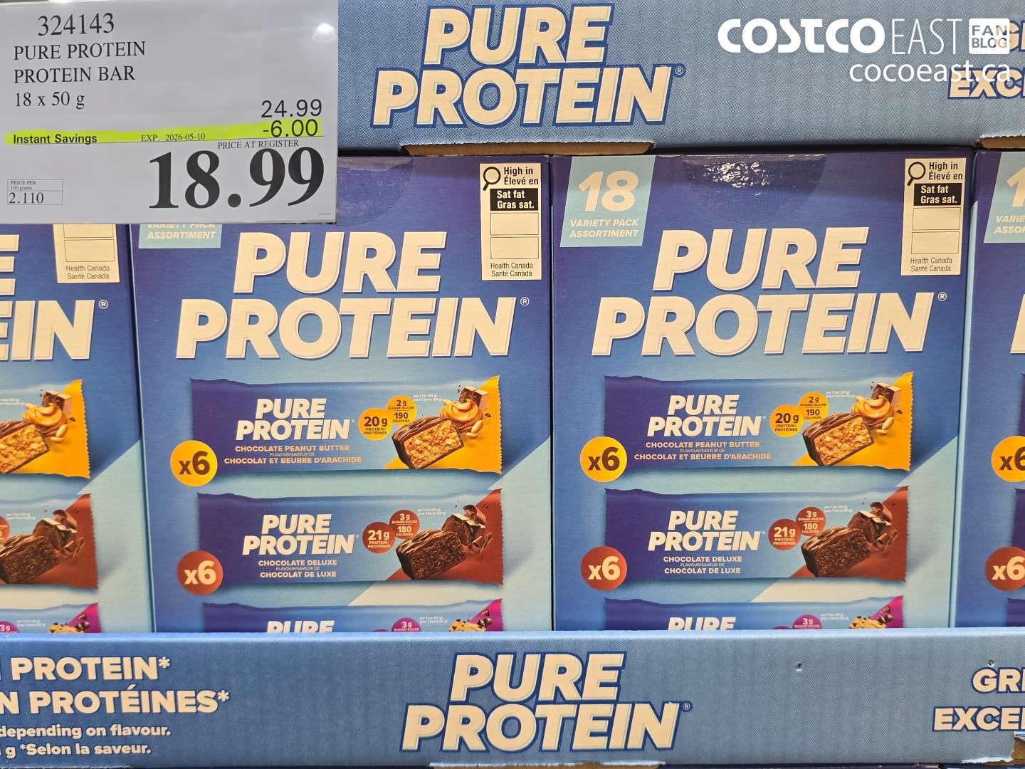 324143 PURE PROTEIN PROTEIN BAR 18 X 50 G ($6.00 INSTANT SAVINGS EXPIRES ON 2026-05-10) $18.99