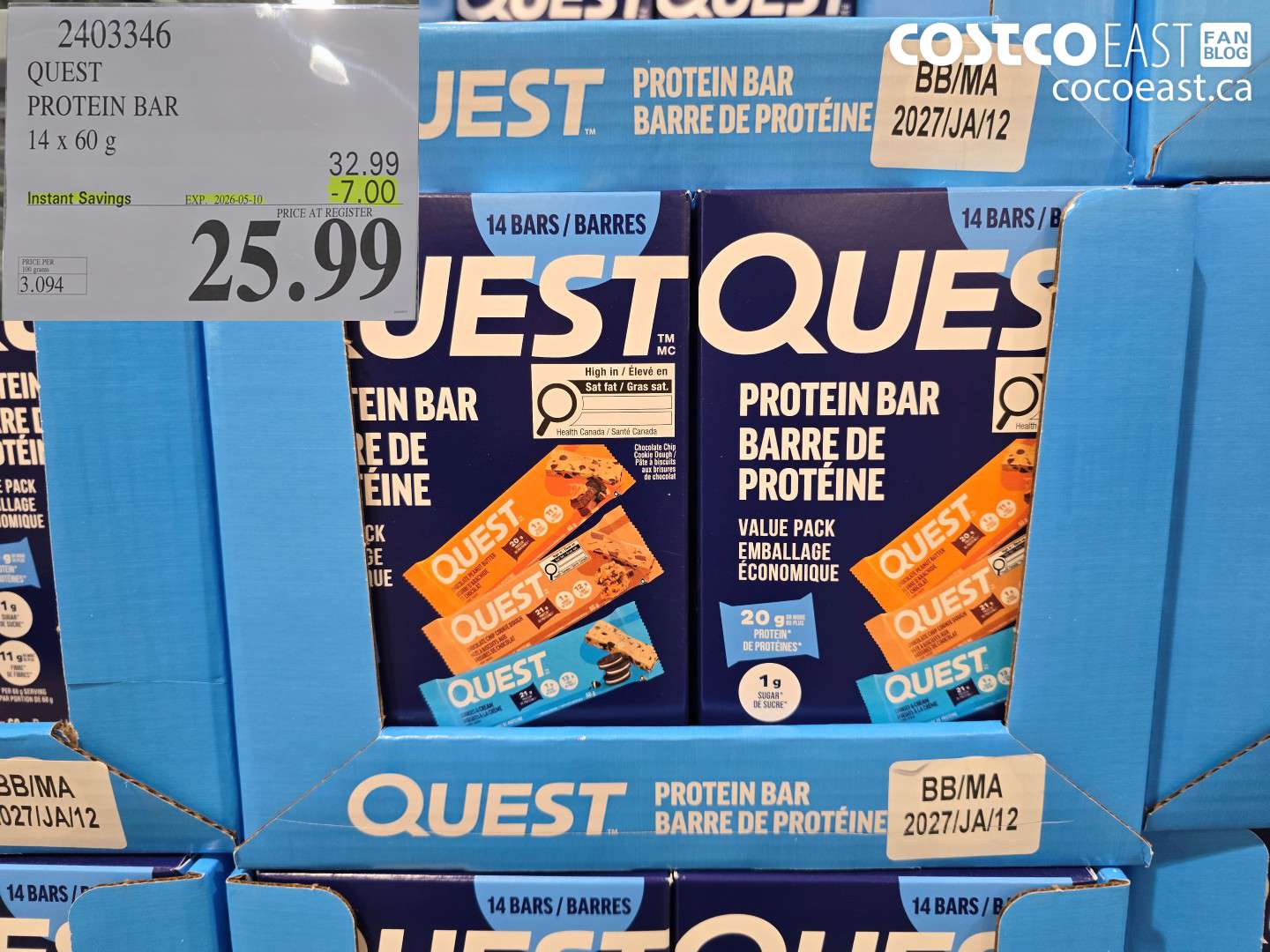 2403346 QUEST PROTEIN BAR 14 X 60 G ($7.00 INSTANT SAVINGS EXPIRES ON 2026-05-10) $25.99