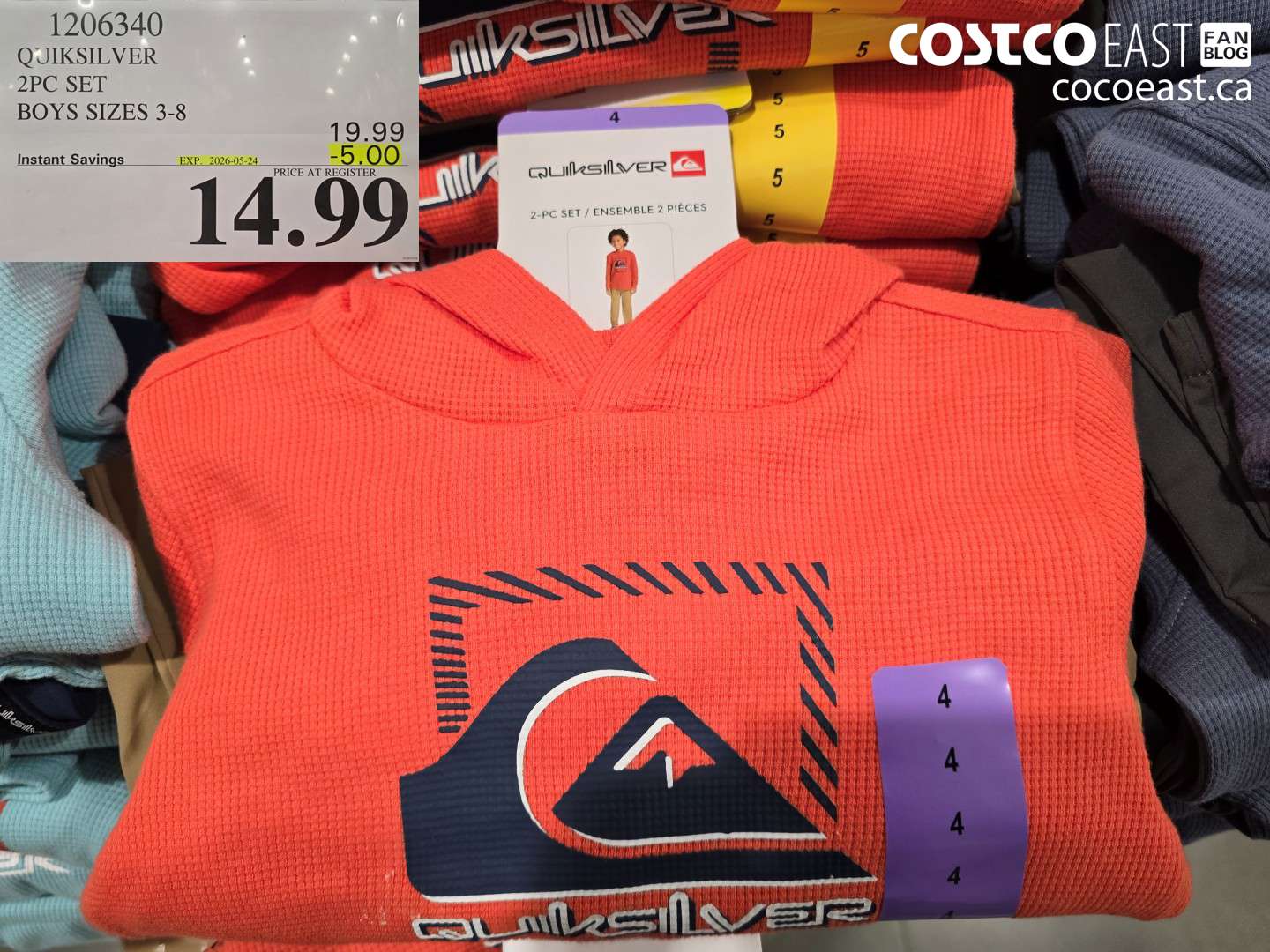 1206340 QUIKSILVER 2PC SET BOYS SIZES 3-8 ($5.00 INSTANT SAVINGS EXPIRES ON 2026-05-24) $14.99