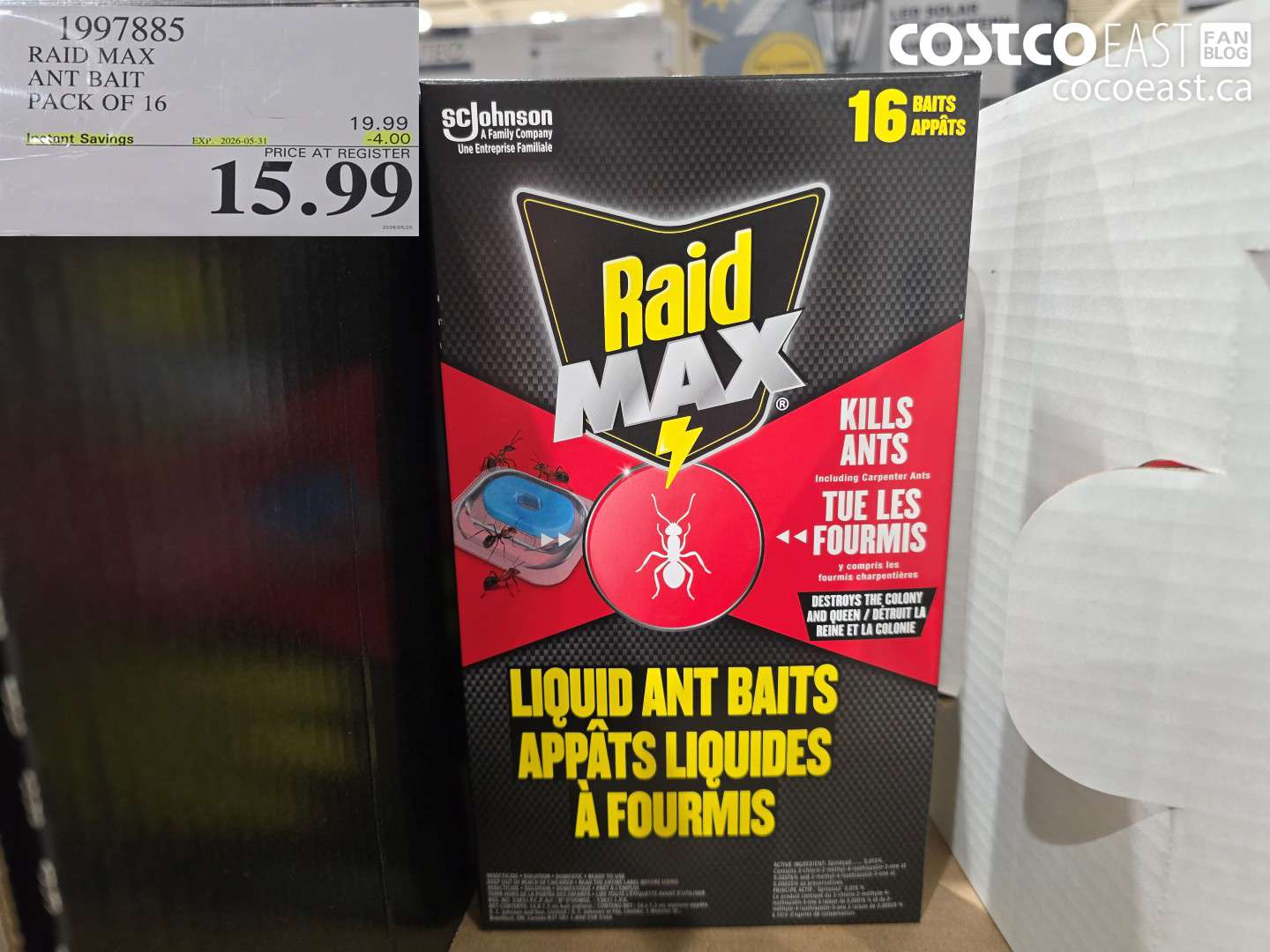 1997885 RAID MAX ANT BAIT PACK OF 16 ($4.00 INSTANT SAVINGS EXPIRES ON 2026-05-31) $15.99