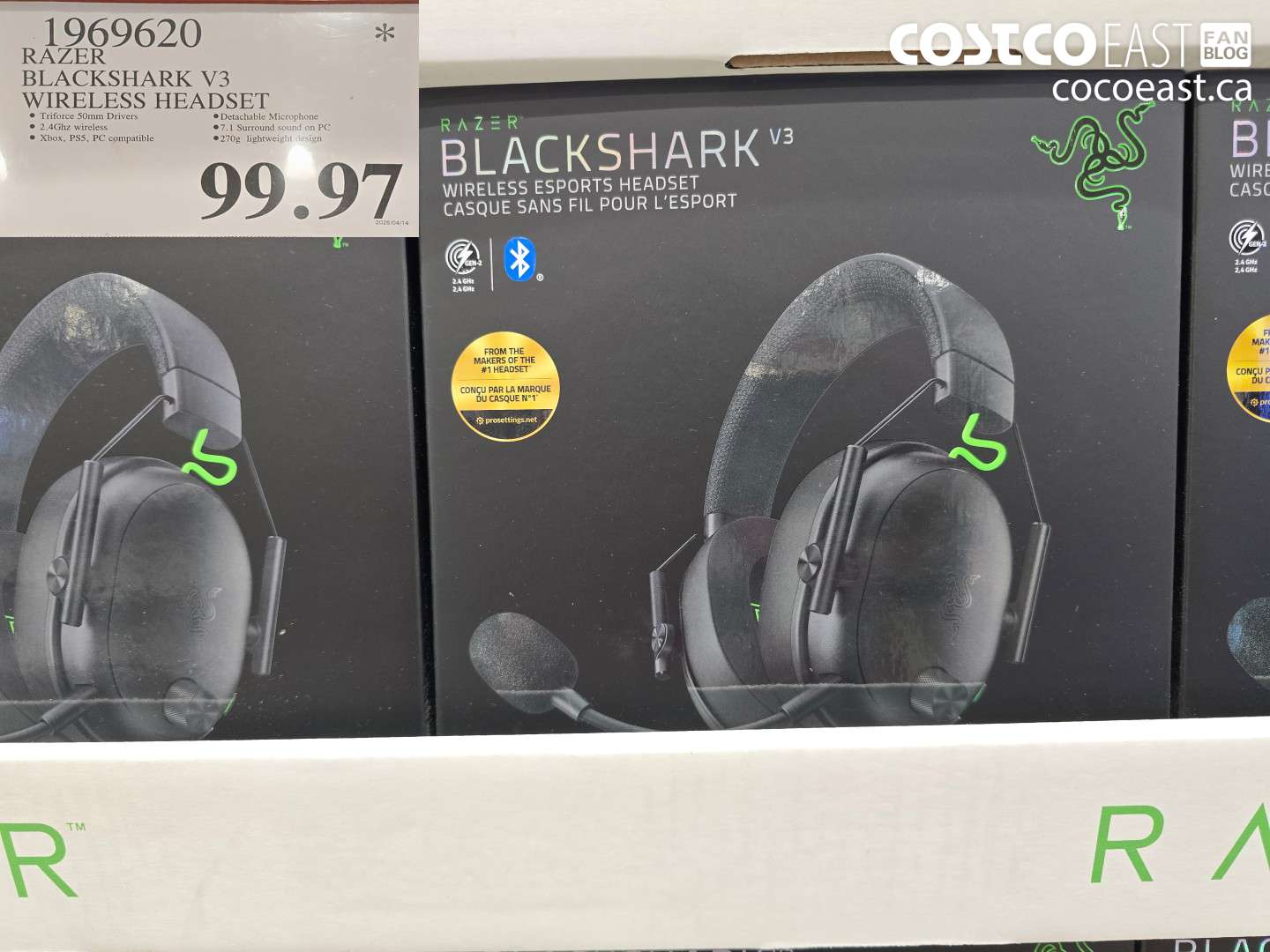 1969620 RAZER BLACKSHARK V3 WIRELESS HEADSET $99.97
