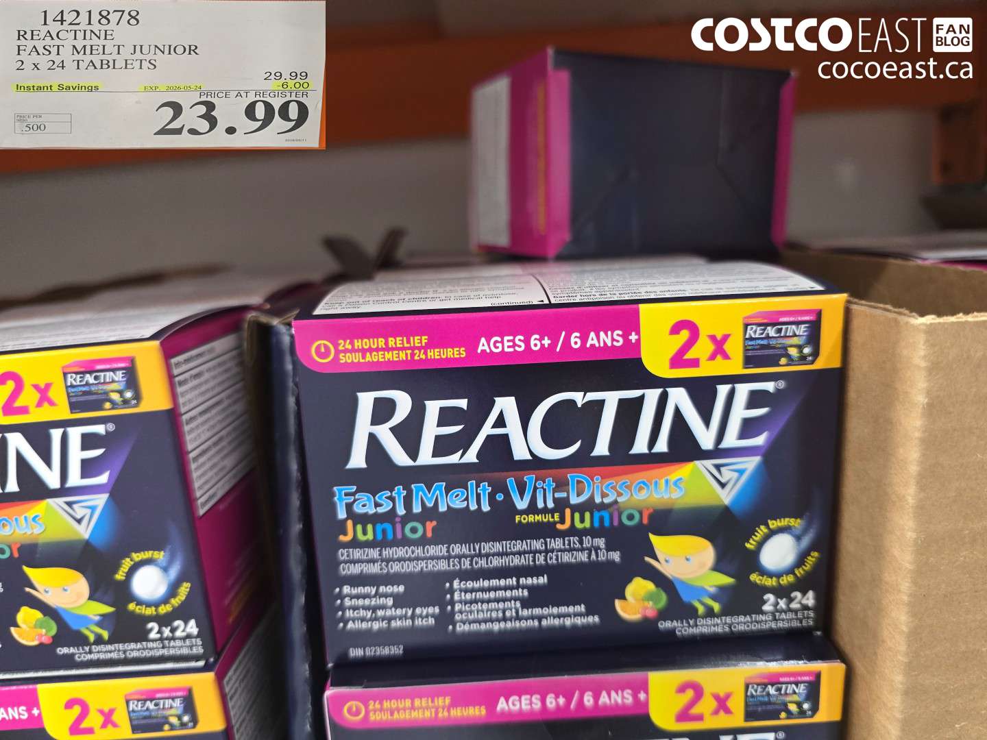1421878 REACTINE FAST MELT JUNIOR 2 X 24 TABLETS ($6.00 INSTANT SAVINGS EXPIRES ON 2026-05-24) $23.99