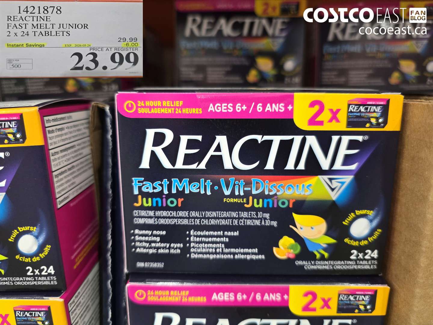 1421878 REACTINE FAST MELT JUNIOR 2 X 24 TABLETS ($6.00 INSTANT SAVINGS EXPIRES ON 2026-05-24) $23.99