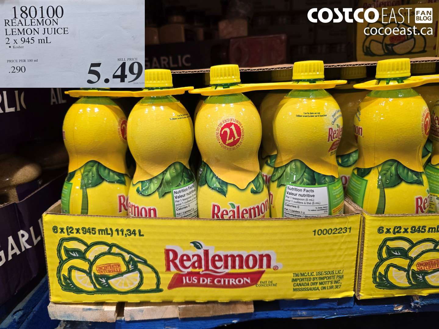 180100 REALEMON LEMON JUICE 2 X 945 ML $5.49