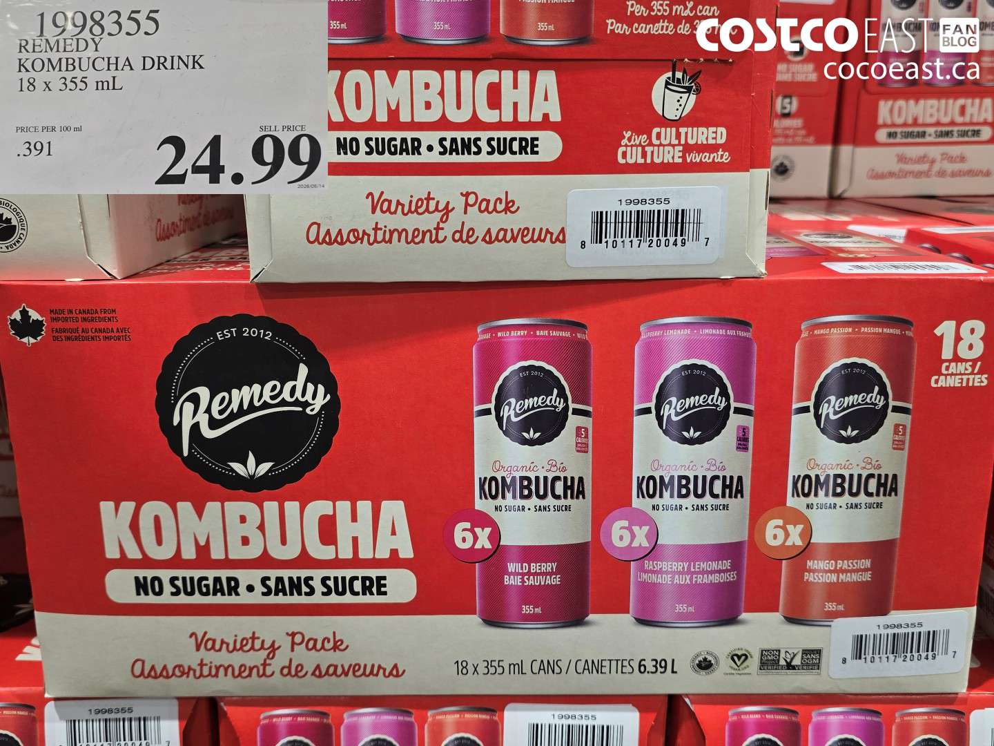 1998355 REMEDY KOMBUCHA DRINK 18 X 355 ML $24.99