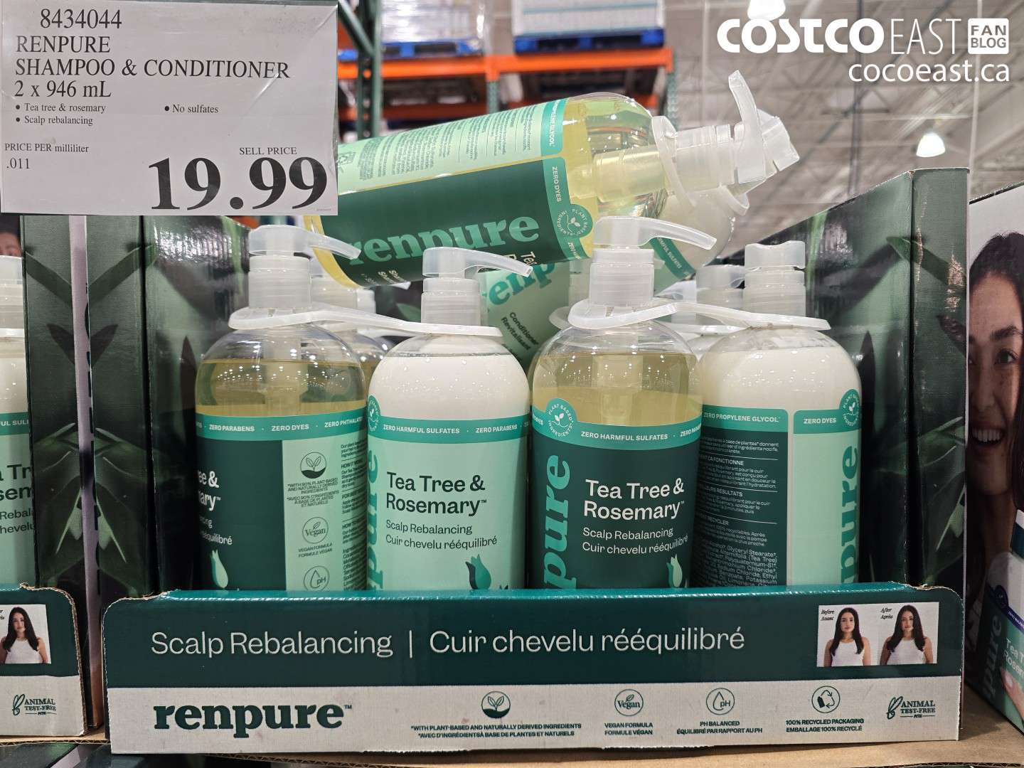8434044 RENPURE SHAMPOO & CONDITIONER 2 X 946 ML $19.99