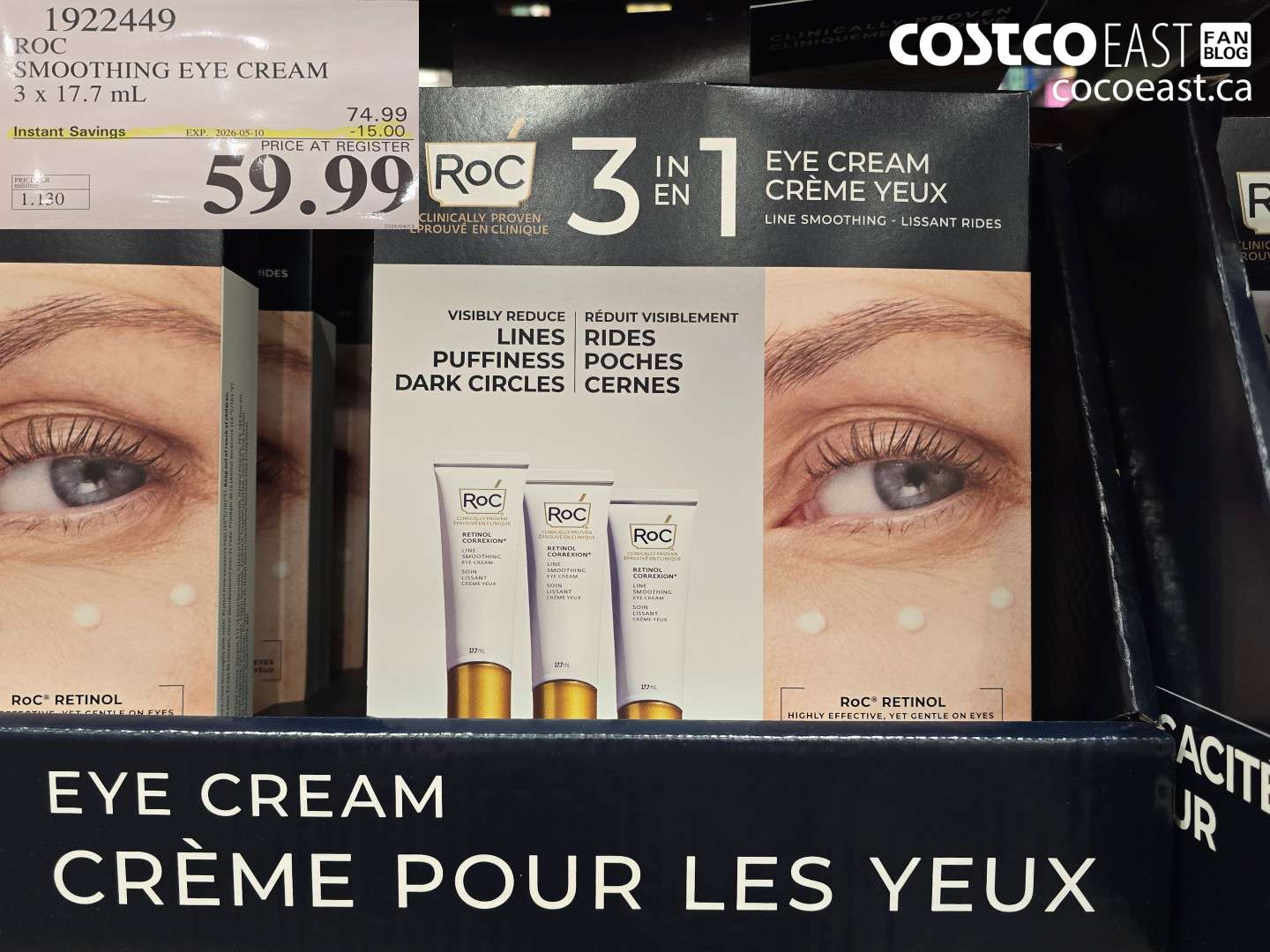 1922449 ROC SMOOTHING EYE CREAM 3 X 17.7 ML ($15.00 INSTANT SAVINGS EXPIRES ON 2026-05-10) $59.99