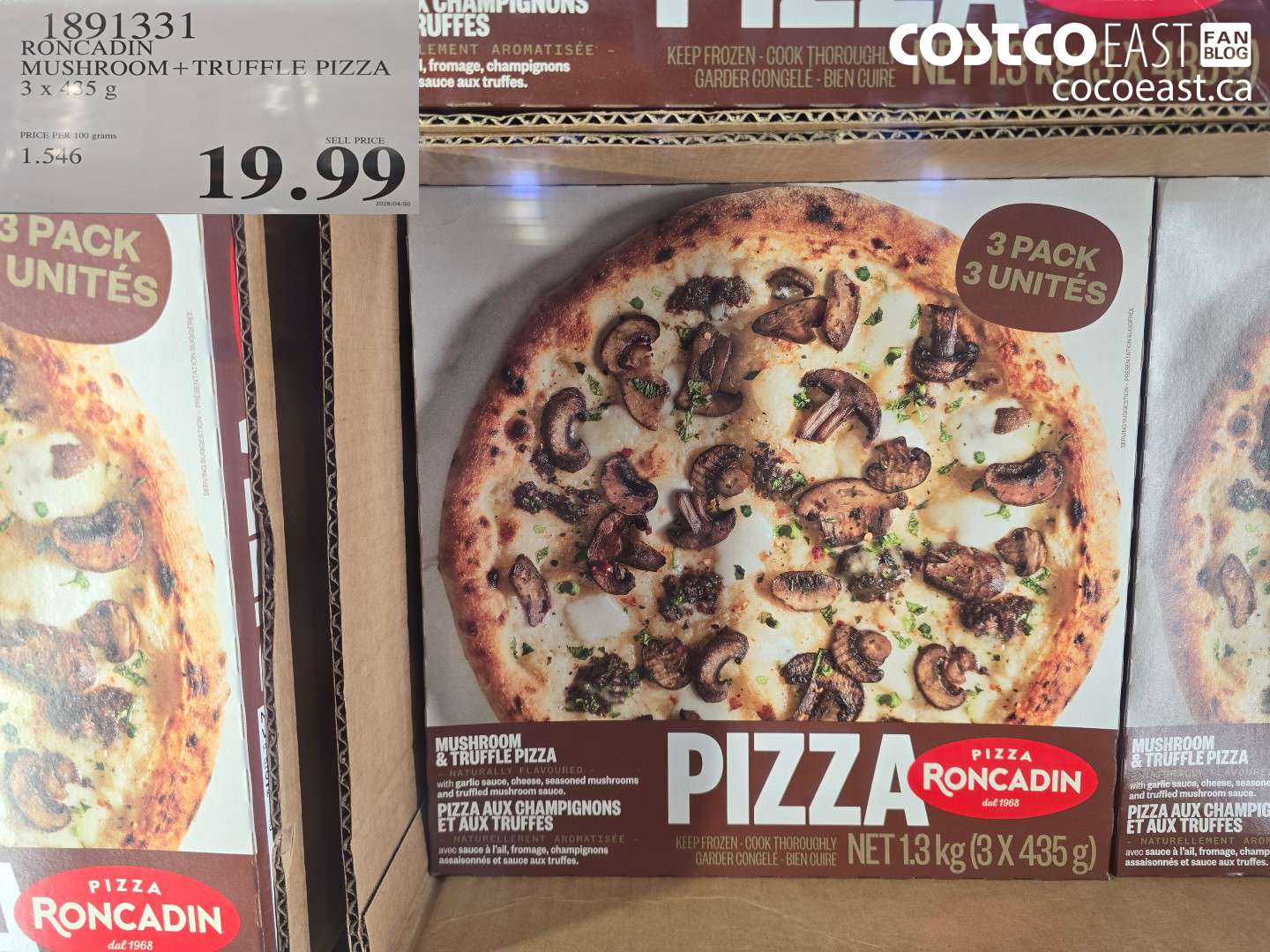 1891331 RONCADIN MUSHROOM + TRUFFLE PIZZA 3 X 435 G $19.99