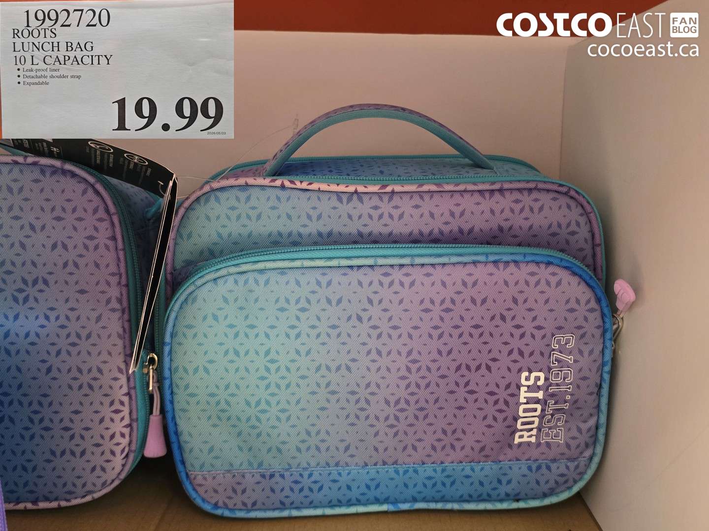 1992720 ROOTS LUNCH BAG 10 L CAPACITY $19.99