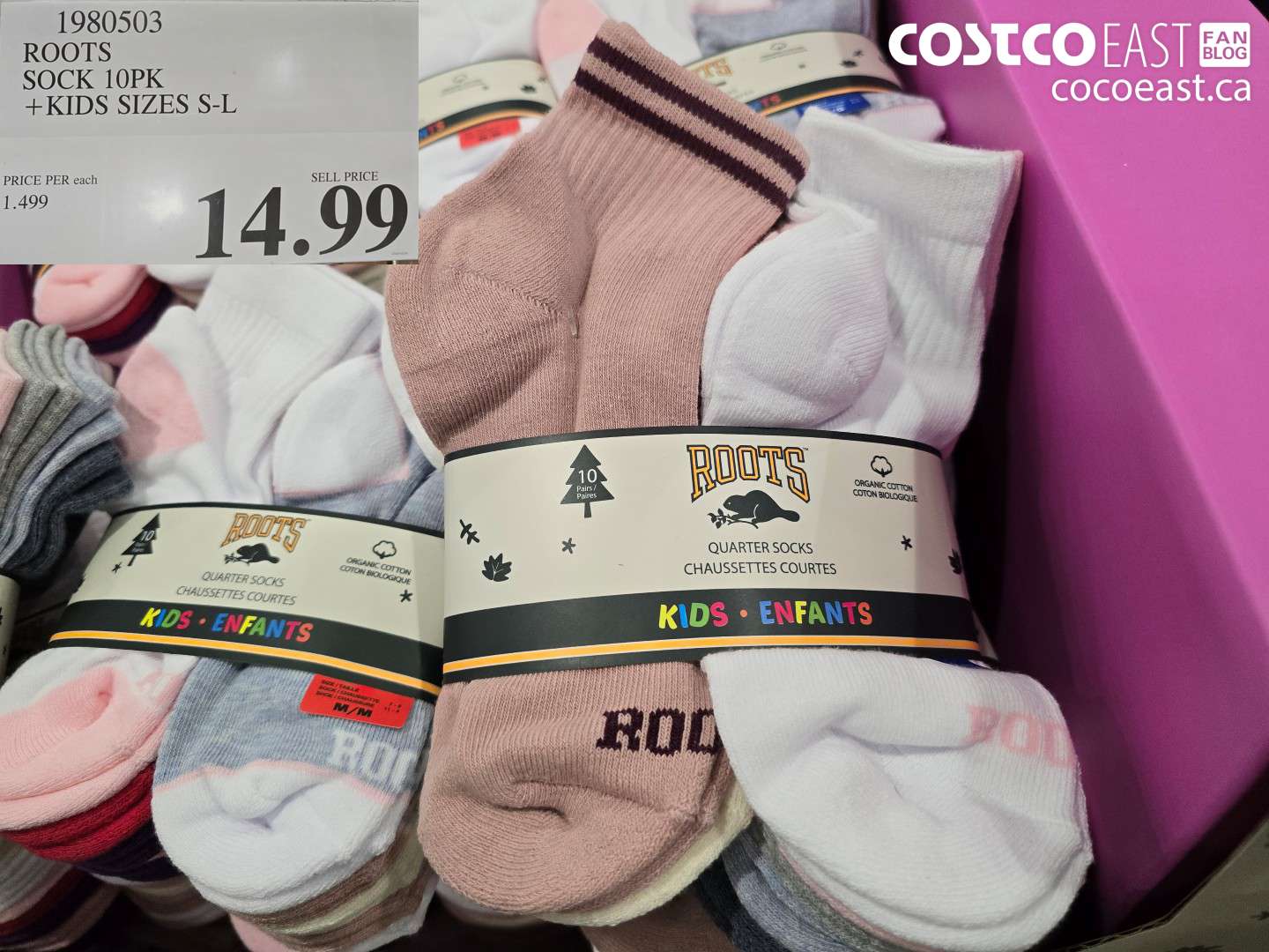 1980503 ROOTS SOCK 10PK +KIDS SIZES S-L $14.99