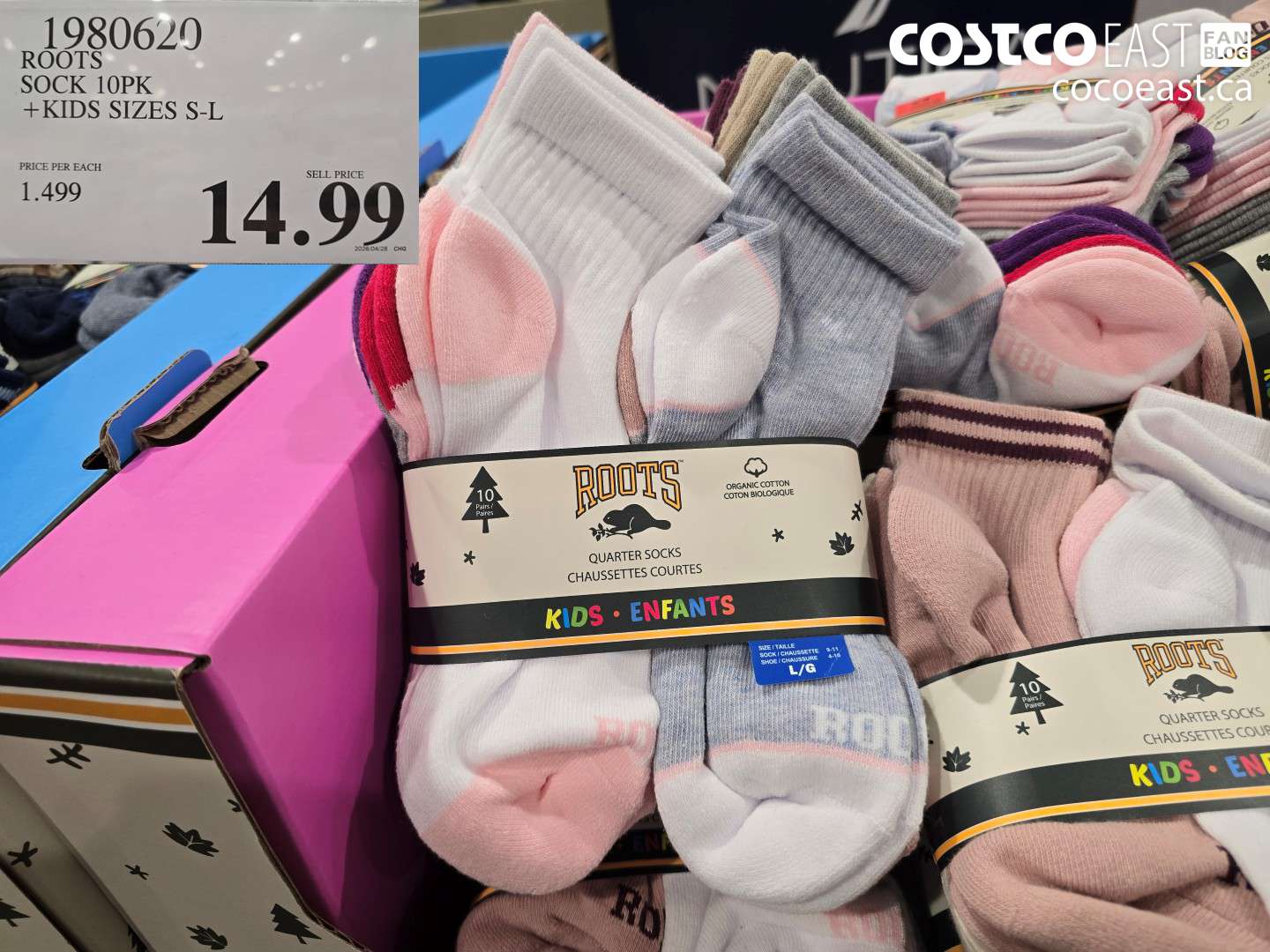 1980620 ROOTS SOCK 10PK KIDS SIZES S-L $14.99